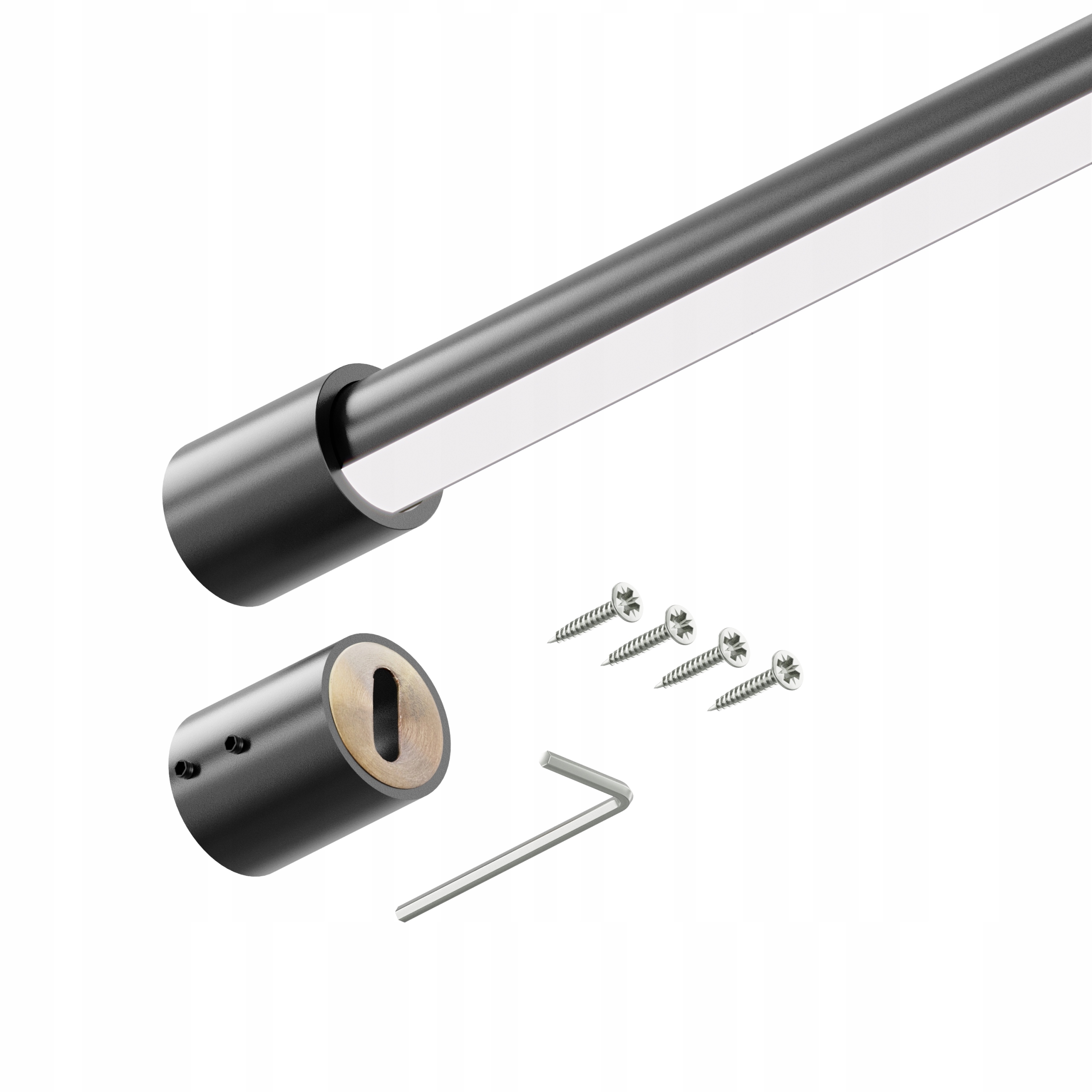 Tyč do šatní skříně na oblečení, průměr 25 mm, Černá, 200 cm, Smart Led