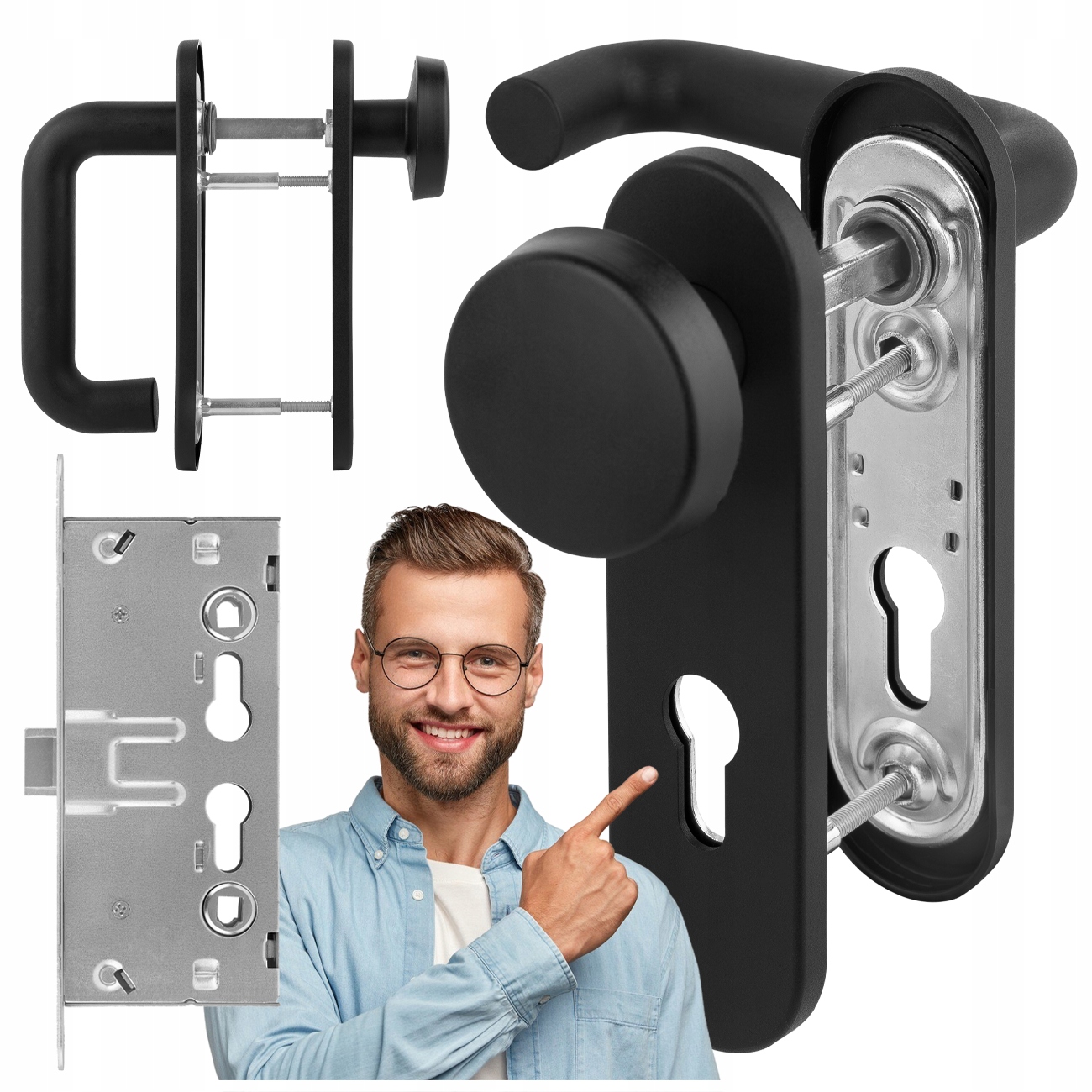 Sada Pro Protipožární Technické Dveře S Klikou A Knoflíkem, Zámek Dveří