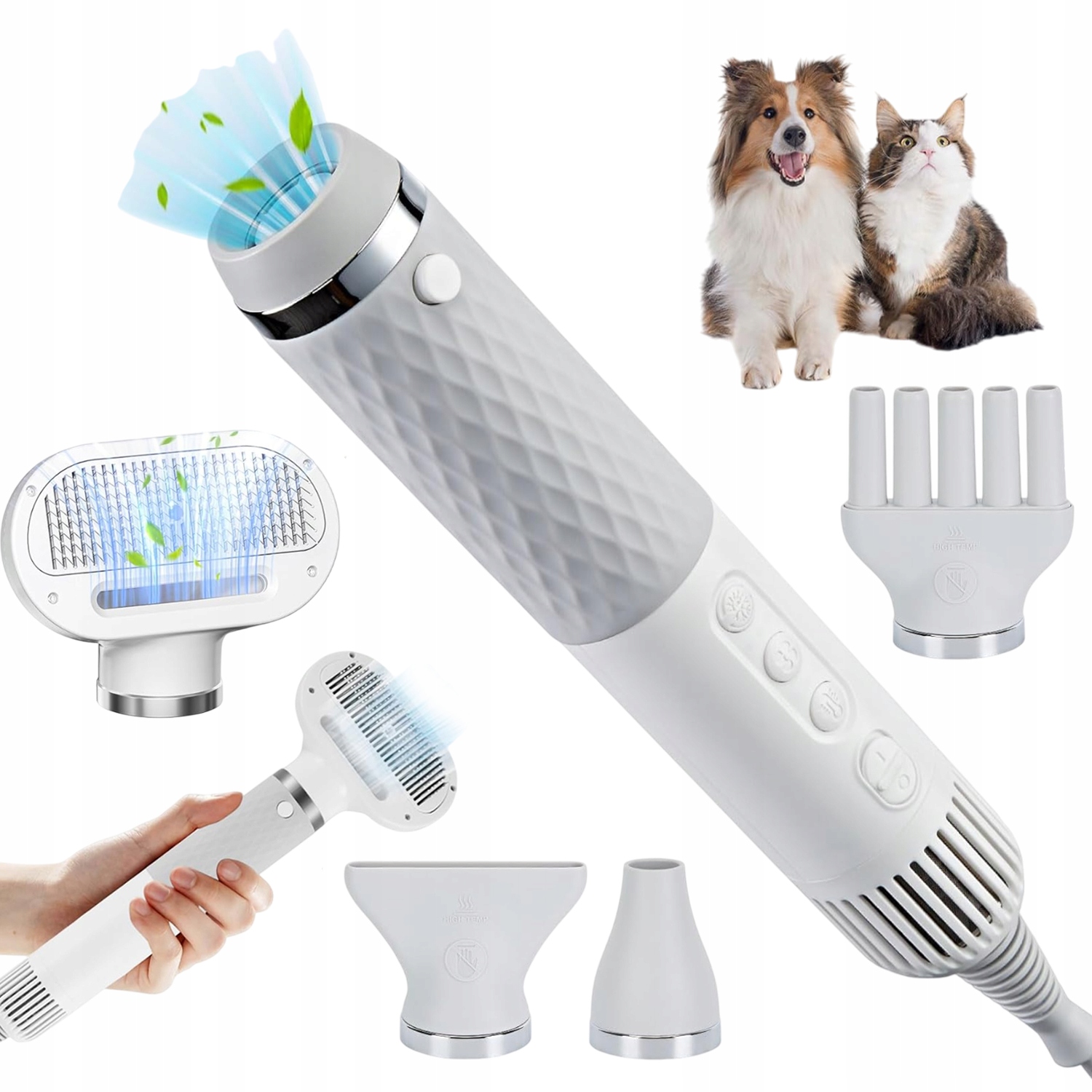 Levně Sušička Zvířecích Chlupů 220V/600W 4 Hubice 4 Teploty 3 Rychlosti