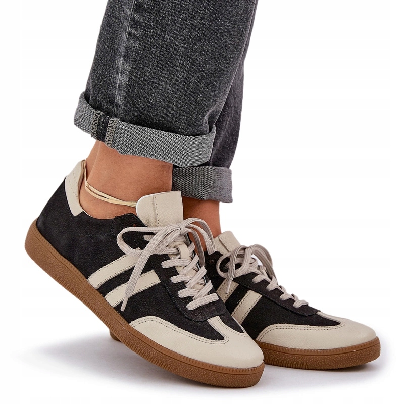 Zazoo N1068 Dámské Kožené Nízké Tenisky Černé 39