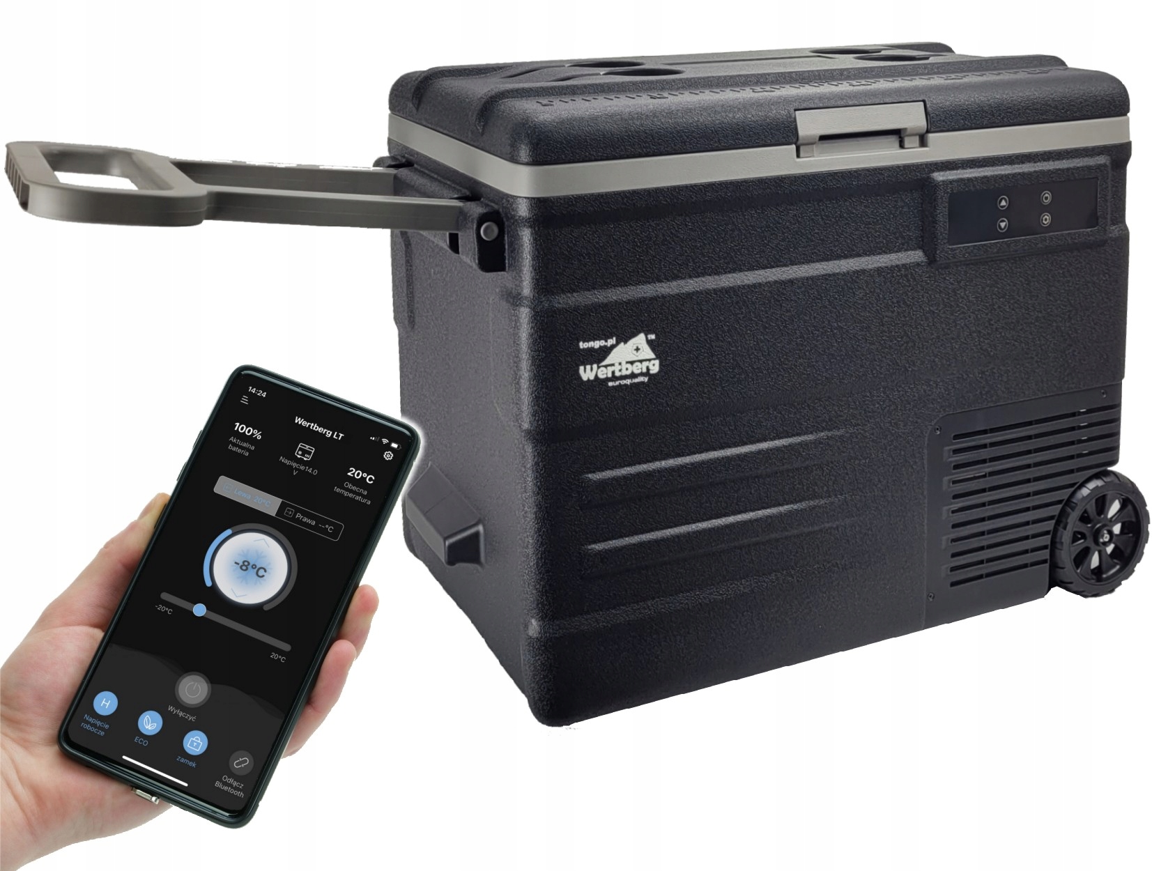 55L lodówka zamrażarka -20°C 12V/24V|230V Bt bluetooth samochodowa kółka