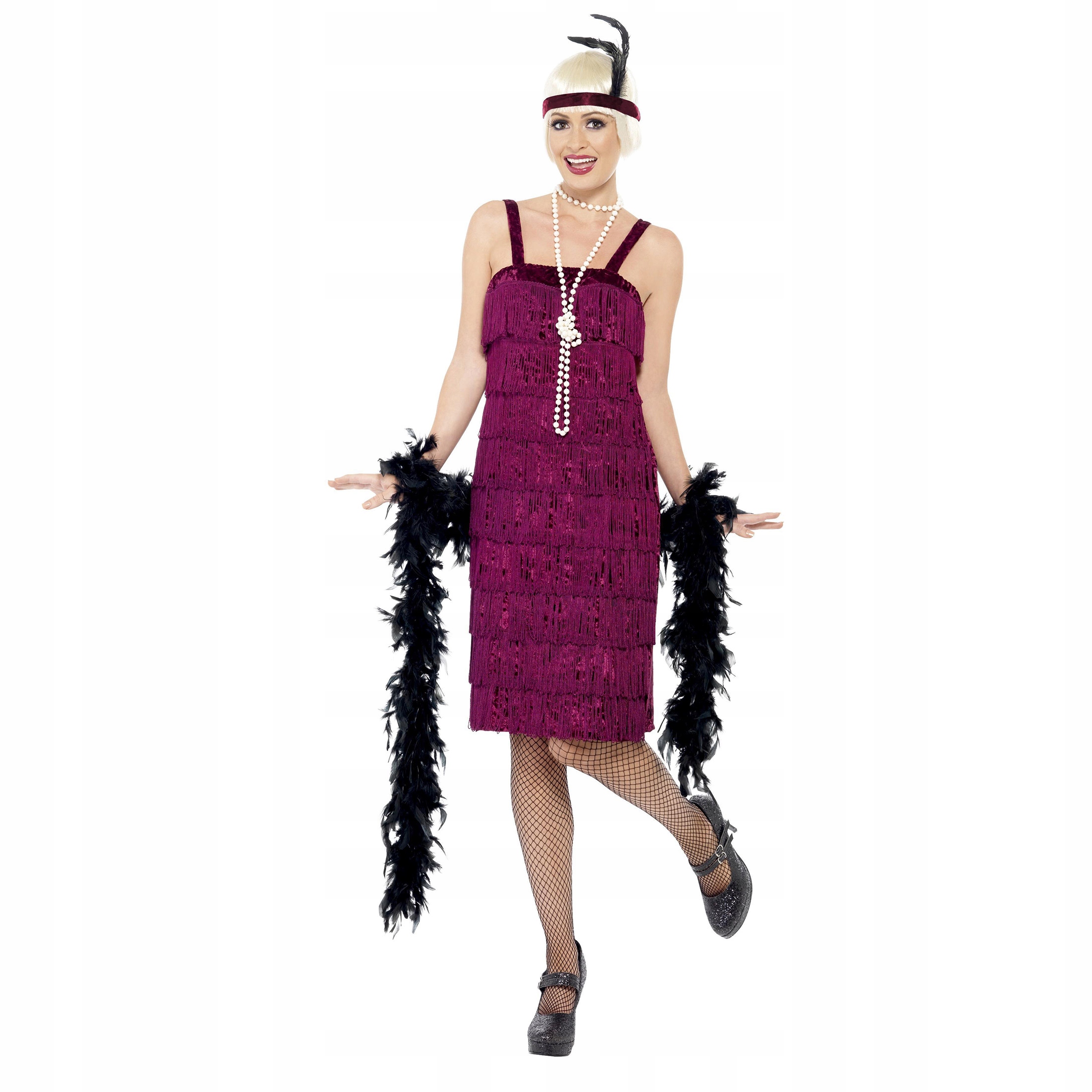 

Sukienka Flapper burgundowa Opaska lata 20 roz.M