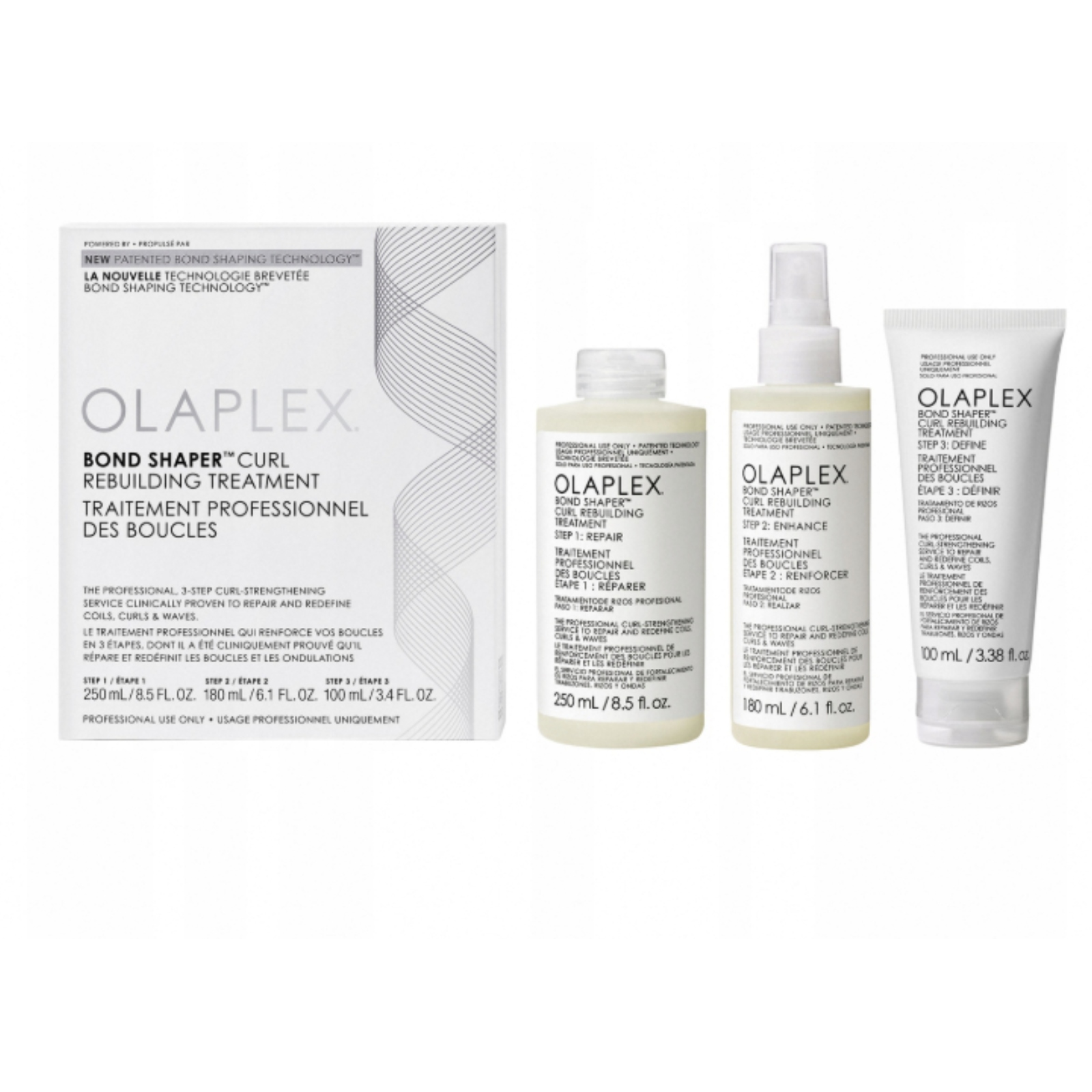 Olaplex Bond Shaper sada pro kudrnaté vlasy ve 3 krocích