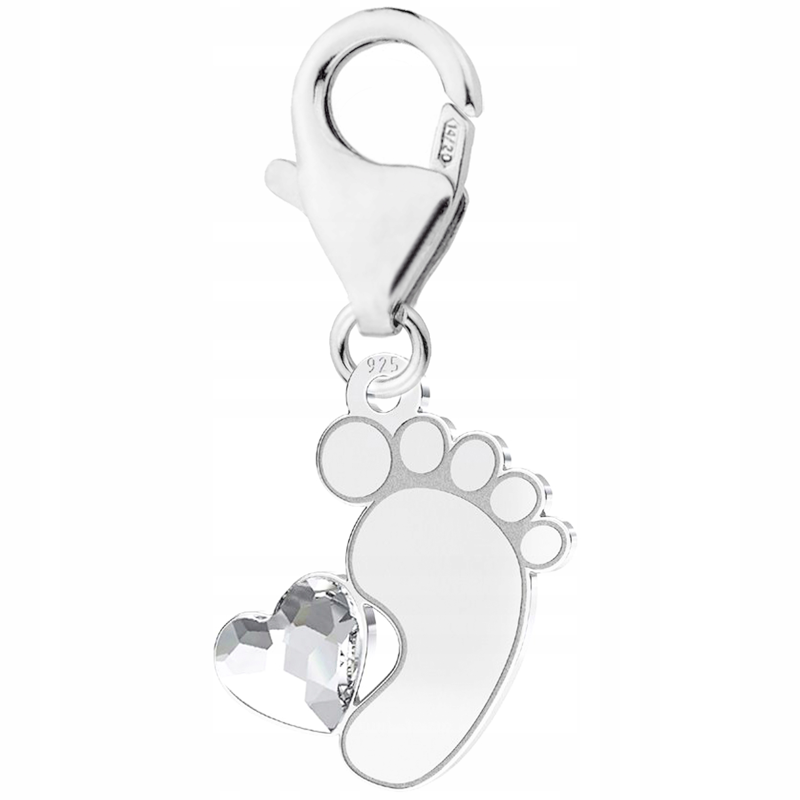 Přívěsek Stříbrná dětská noha Srdce Swarovski Dětská noha Stříbro 925