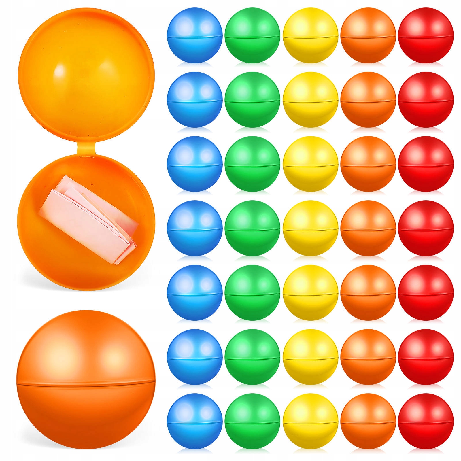 50 SZTUK PLASTIKOWYCH KULEK DO ZABAWY I LOSOWAŃ Z OTWIERANYM WNĘTRZEM