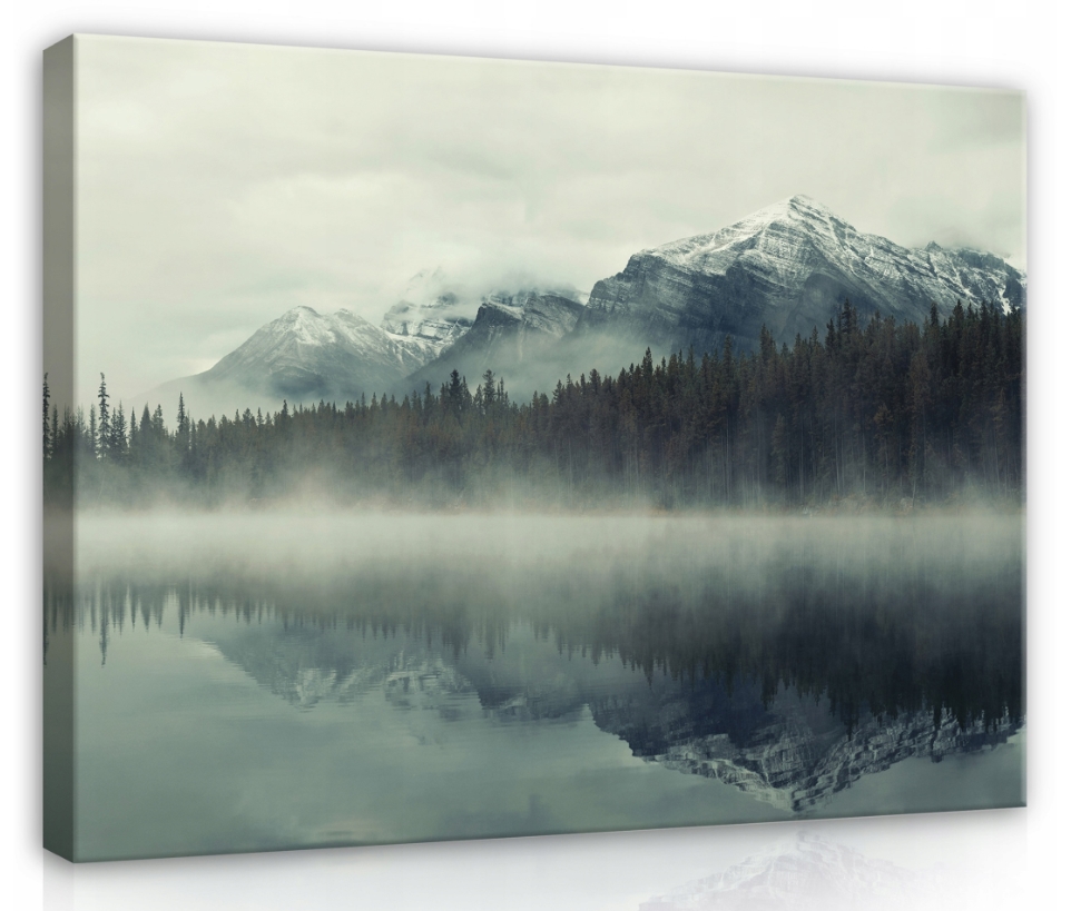Obraz 120x80 Horská krajina jezero les mlha klid příroda Banff Kanada