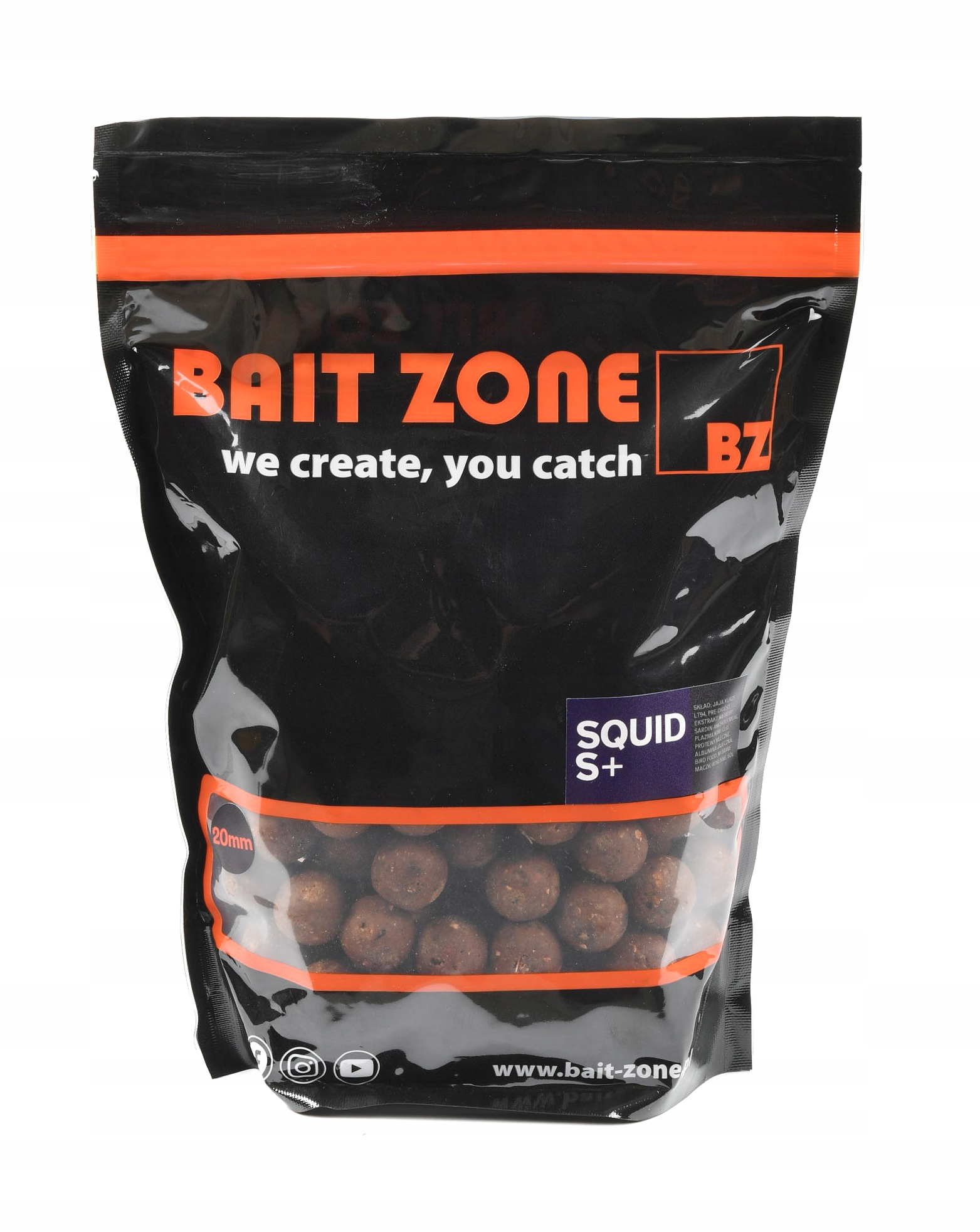 Kulki proteinowe zanętowe Squid S+ 20mm 1kg Bait-zone