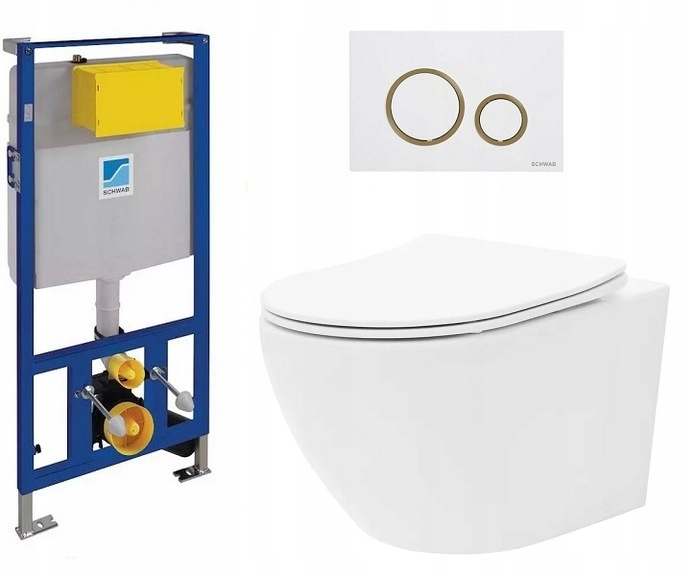 MISA WC RIMLESS BIAŁA STELAŻ PRZYCISK MATA