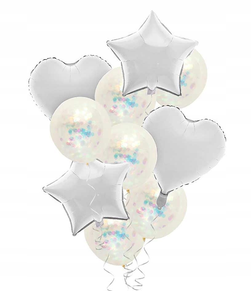 

Balony metaliczne konfetti Białe zestaw 10szt. !