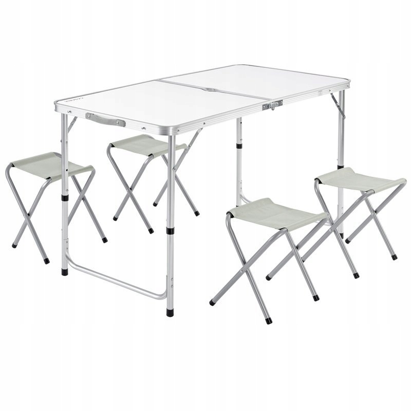 Zestaw Aluminiowy Stolik Turystyczny Krzesła Biały