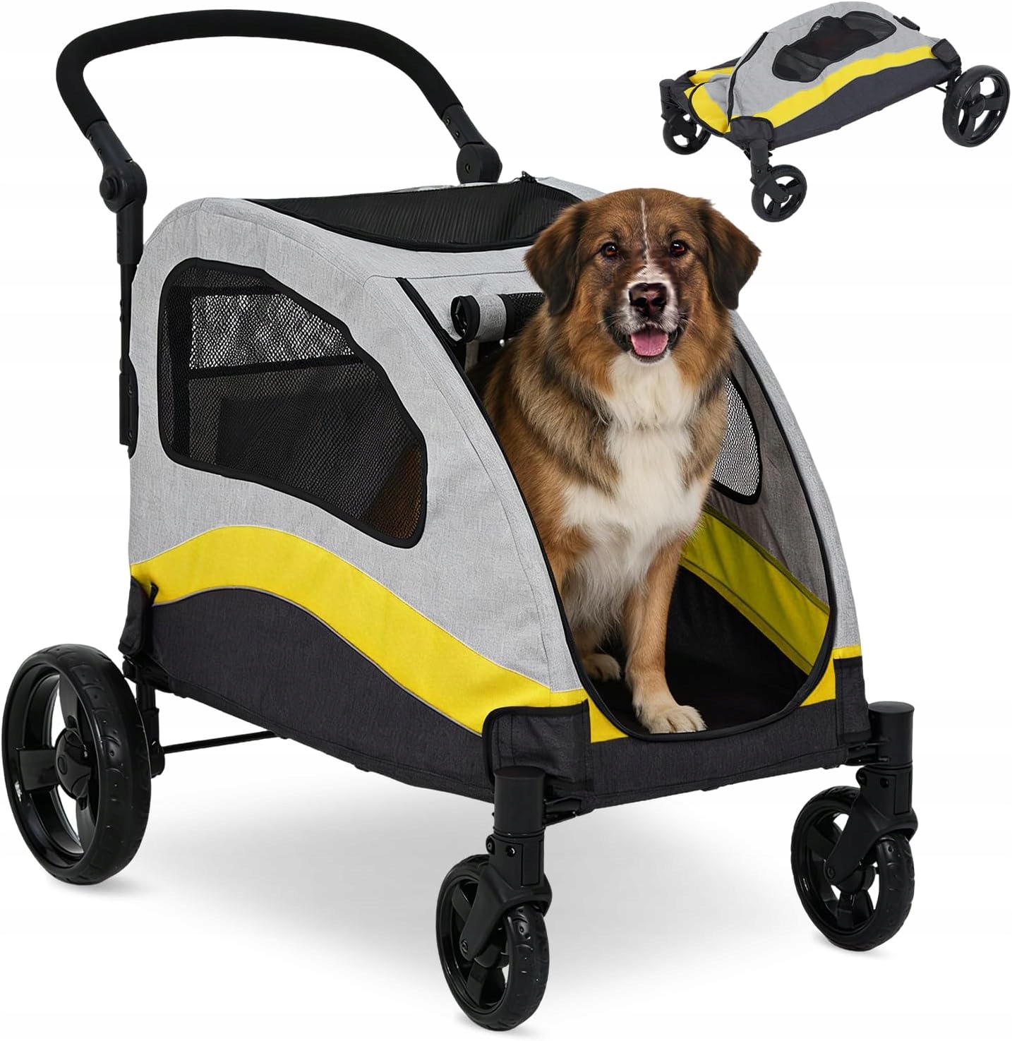 Skládací přepravní vozík pro zvířata, vozík pro velká zvířata, 108 × 94 × 72 cm