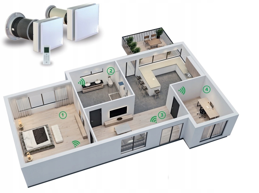 Rekuperator ścienny 160 60m3h VORTICE CZUJNIK WILGOCI WiFi MADE IN ITALY Zakres klas efektywności energetycznej A+ - G