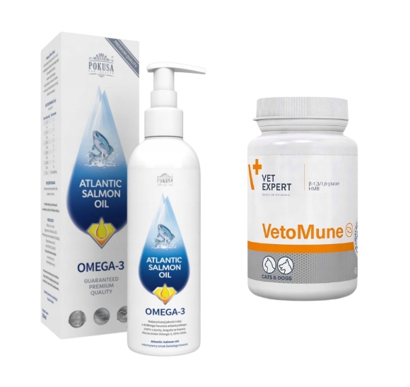 Pokusa Atlantic Salmon Oil 100 ml Lososový olej+VetoMune 60 tablet Set