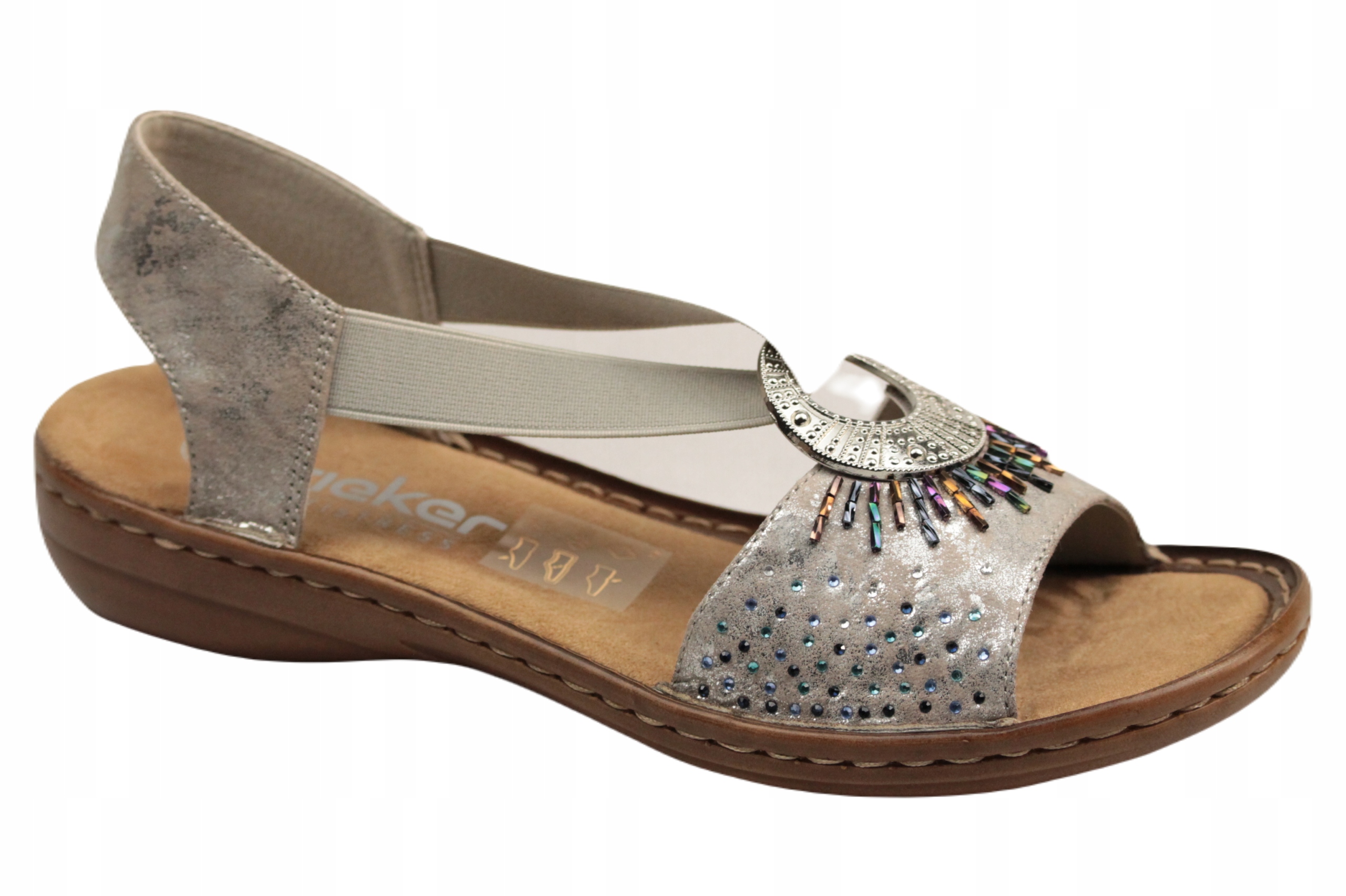 Sandály Rieker 60880-90 vel.36 Pohodlné Stříbrné