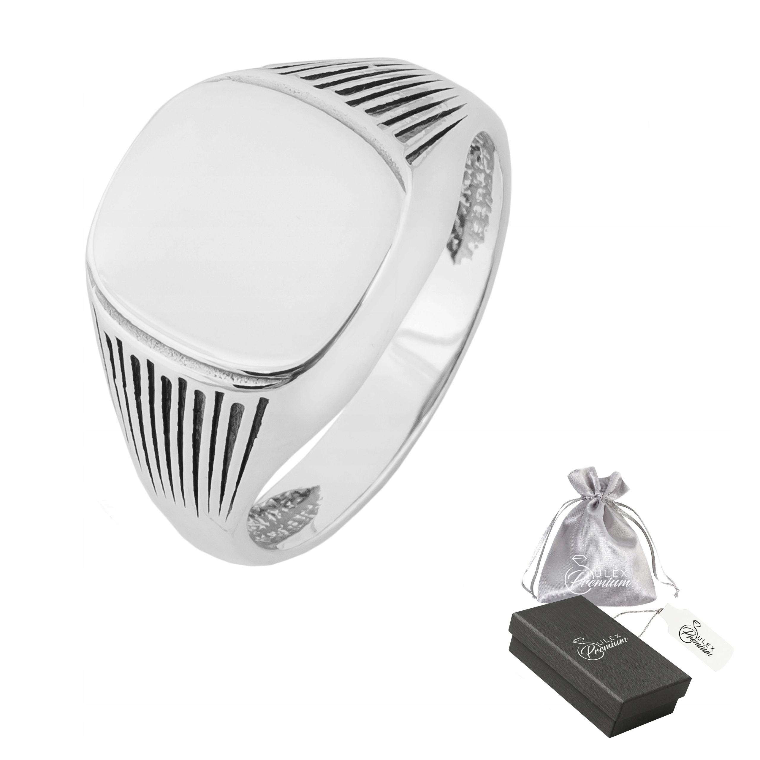 Stříbrný signet ryzost 925 Stylový prsten Hladká rovina Gravírování vel. 17