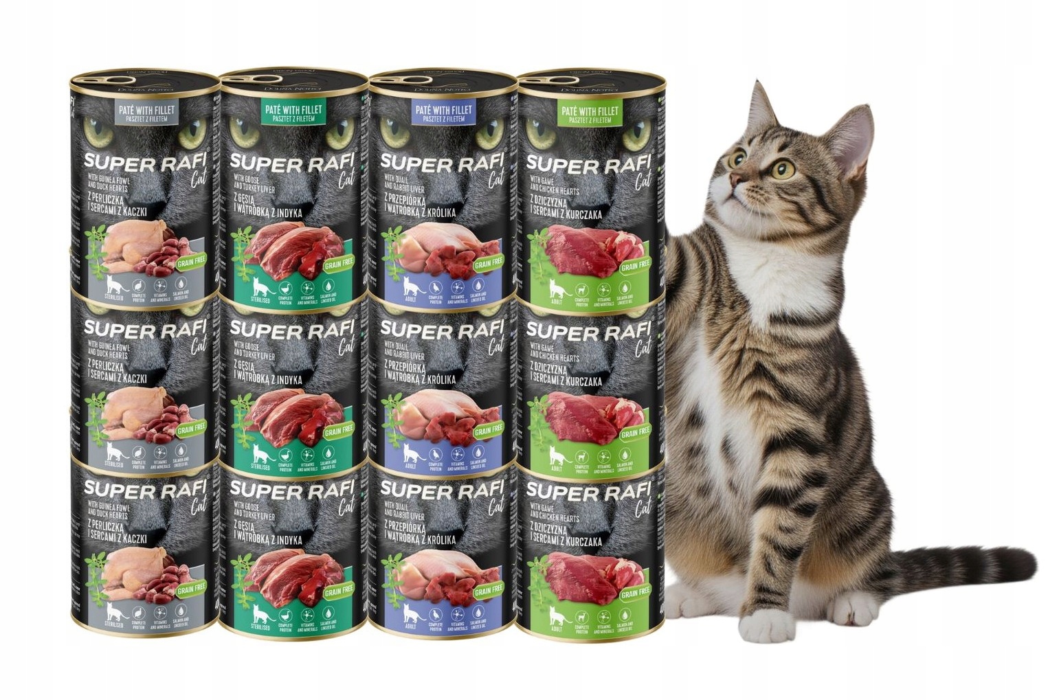 Levně Rafi Cat mokré krmivo pro kočky MIX Chutí 12x400g Dolina Noteci
