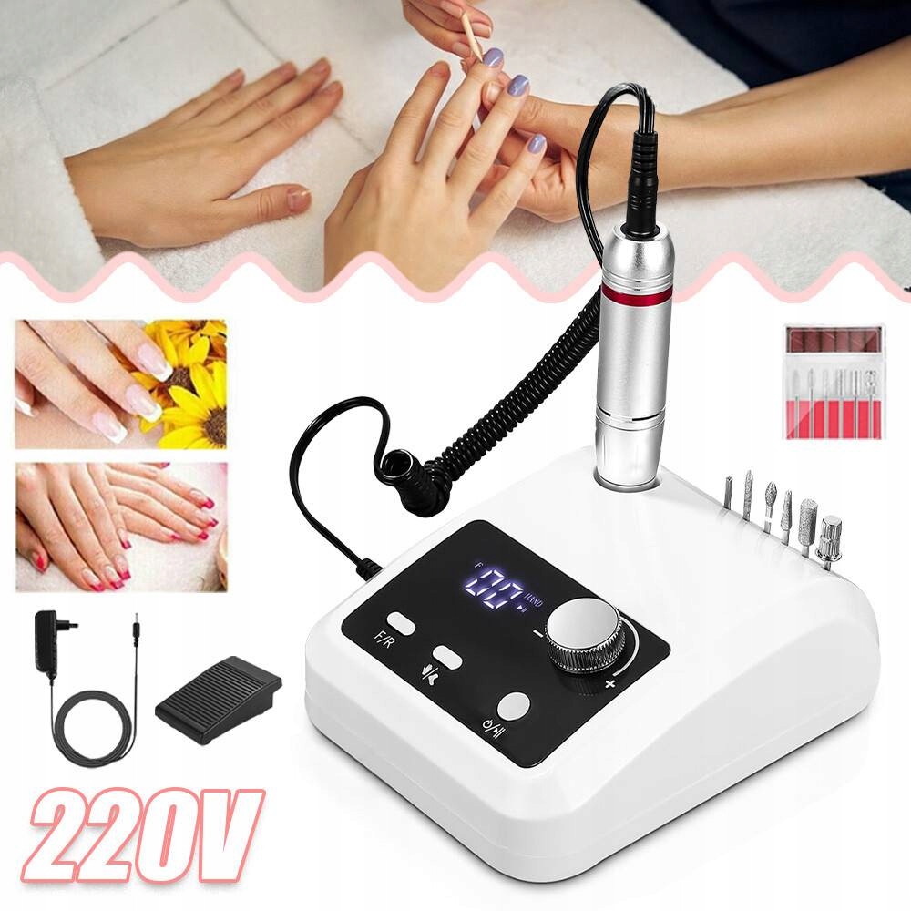 Bruska Na Nehty Manikúra Pedikúra Elektrická Výkonná Sada Fréz