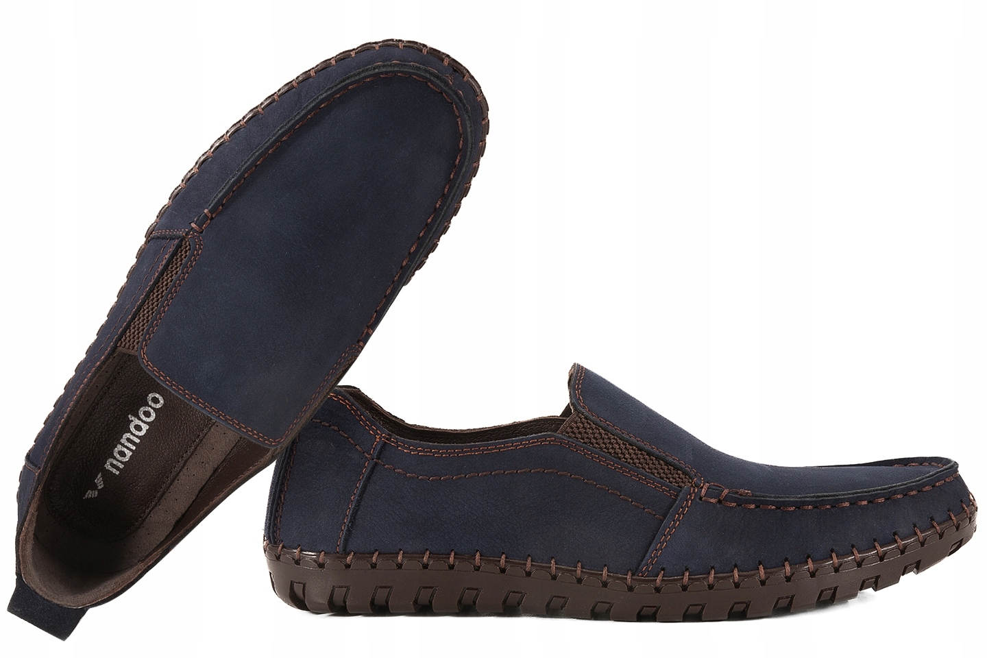 Nandoo 1823 Mokasíny Kožené Pánské Polobotky Casual Nubuk 43 Tmavě modrá