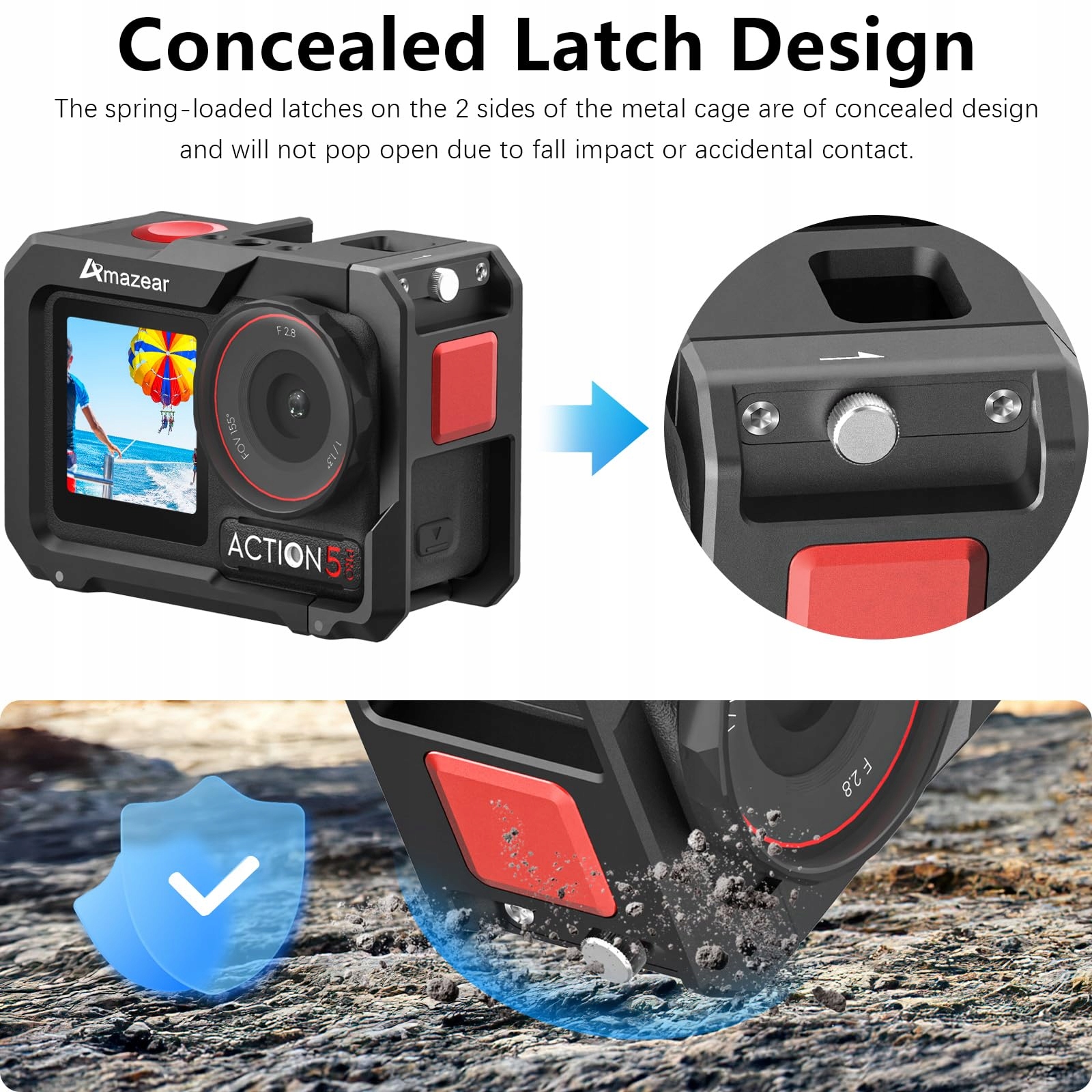AMAZEAR Aluminiowa Obudowa Do DJI Osmo Action 3 4 5 Pro Akcesoria — miniatura 3