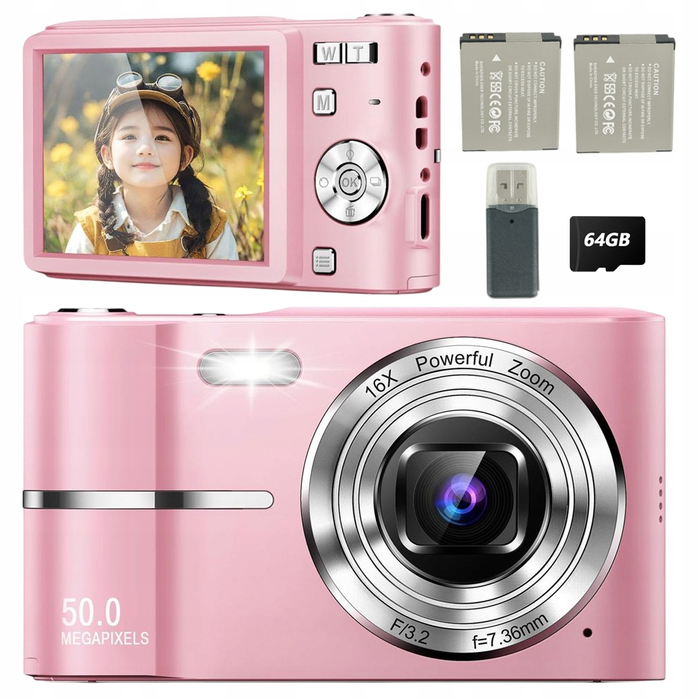 Mini Domácí Digitální Fotoaparát Hd 4K Fotoaparát Pro Děti 50MP+ 64G