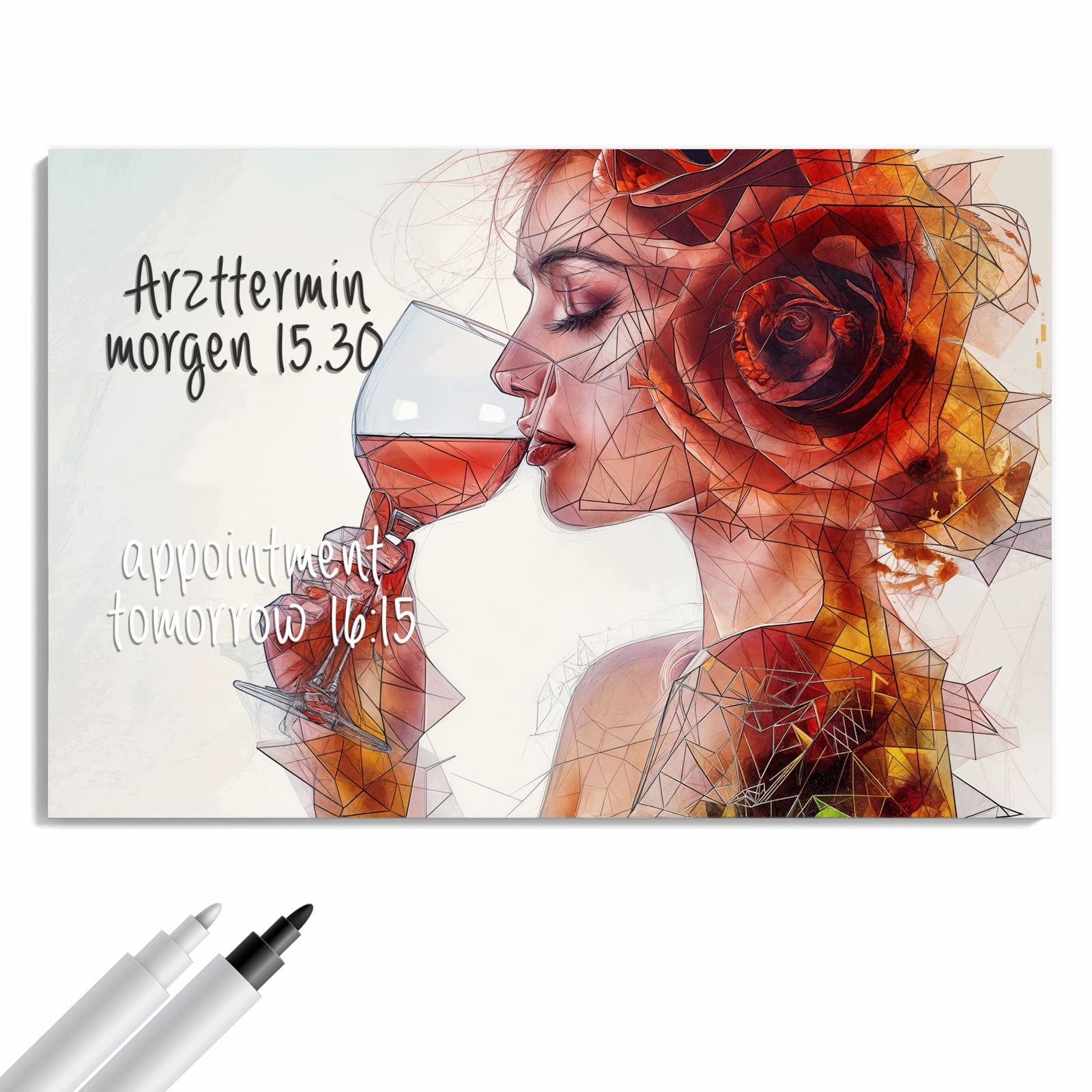 Magnetická tabule Pijící víno Žena 60 × 40 cm