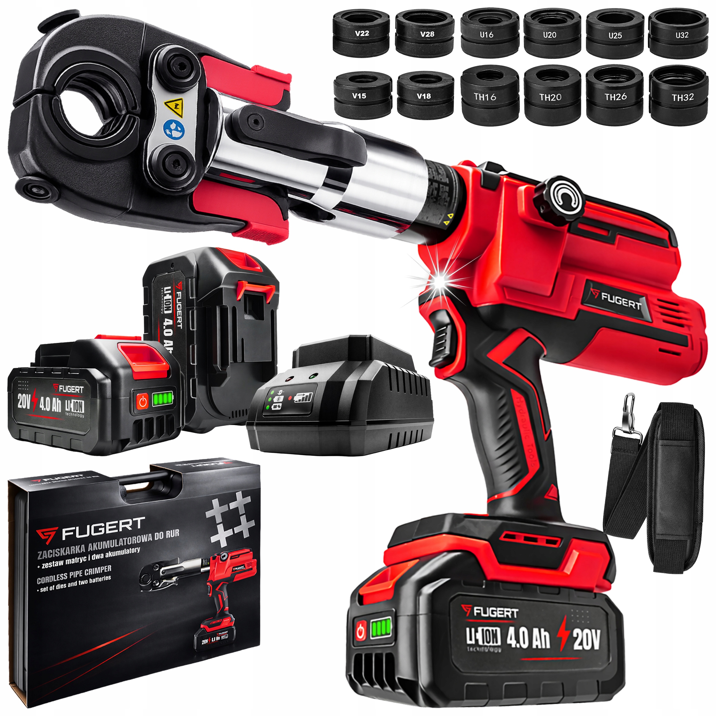 ZACISKARKA DO RUR PEX ELEKTRYCZNA 2X 20V PRASKA HYDRAULICZNA MATRYCE V+U+TH