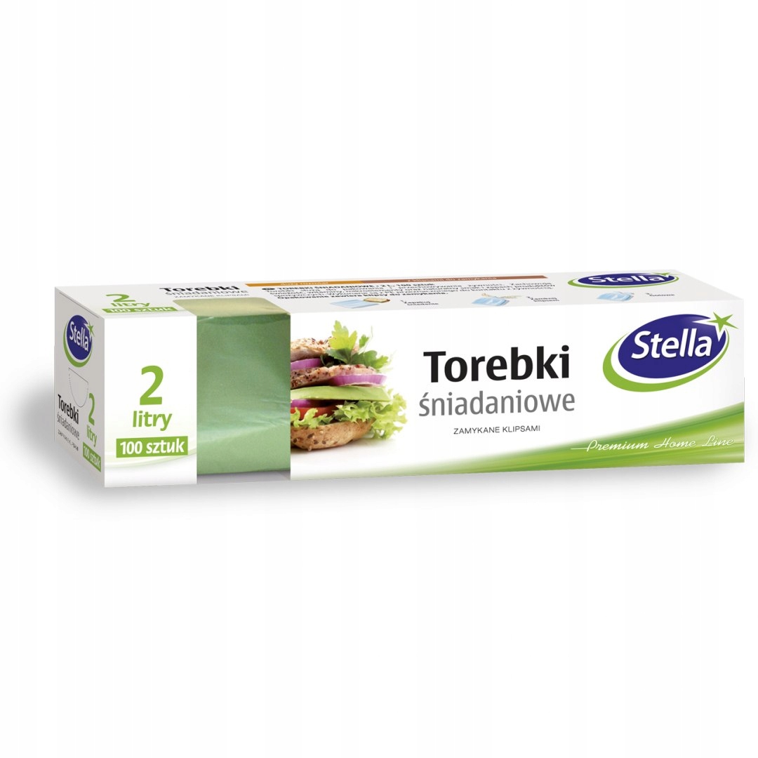 

Torebki śniadaniowe z klipsami 2L 100 szt Stella