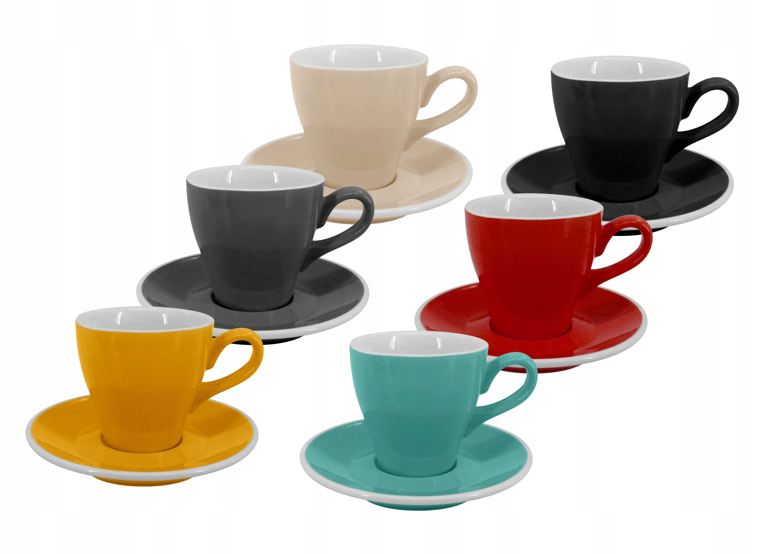 Set 6 ks Lungo šálka s tanierikom Milano, 150 ml, mix farieb