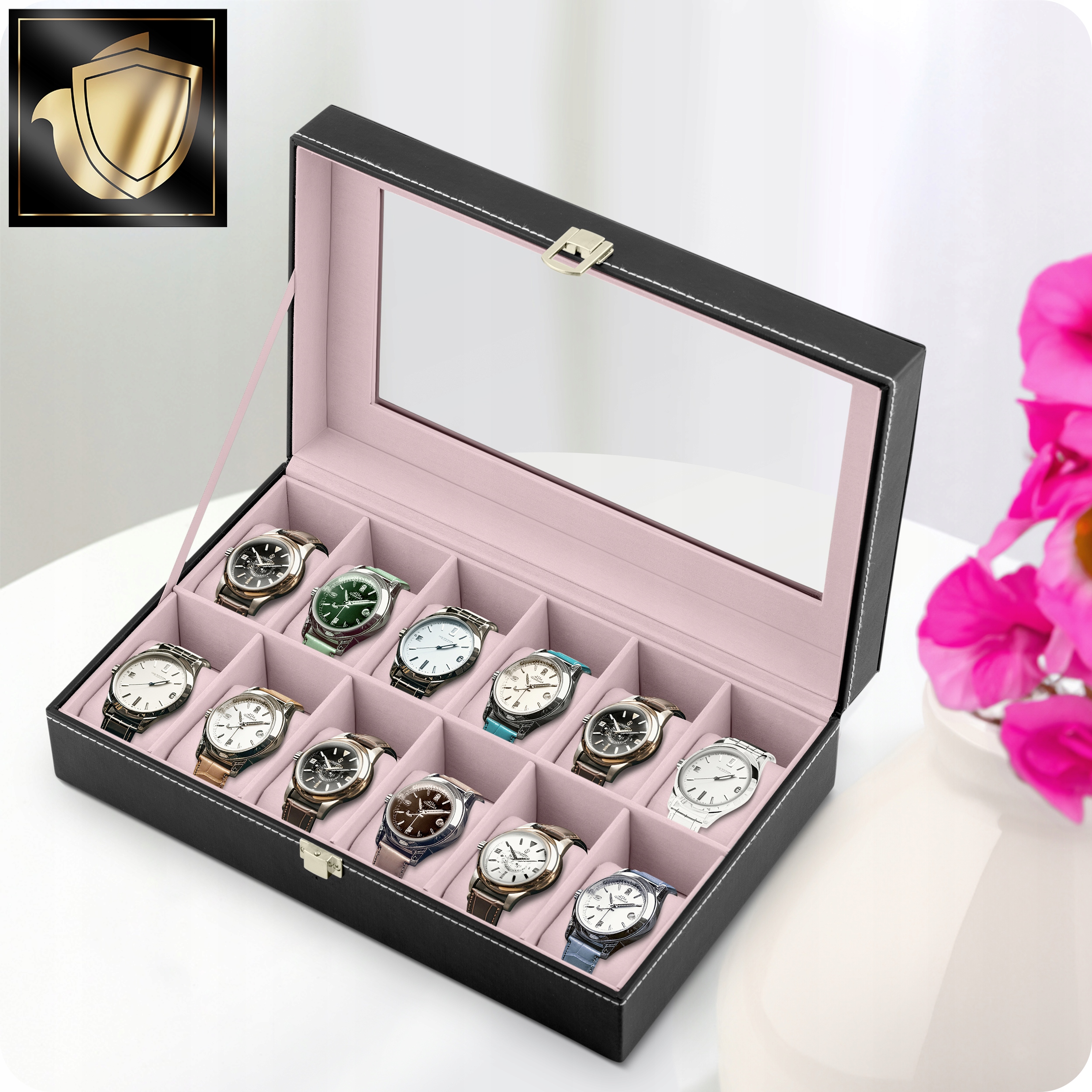 PUDEŁKO NA ZEGARKI SZKATUŁKA ORGANIZER ETUI 12 szt. ELEGANCKIE Model MS-710