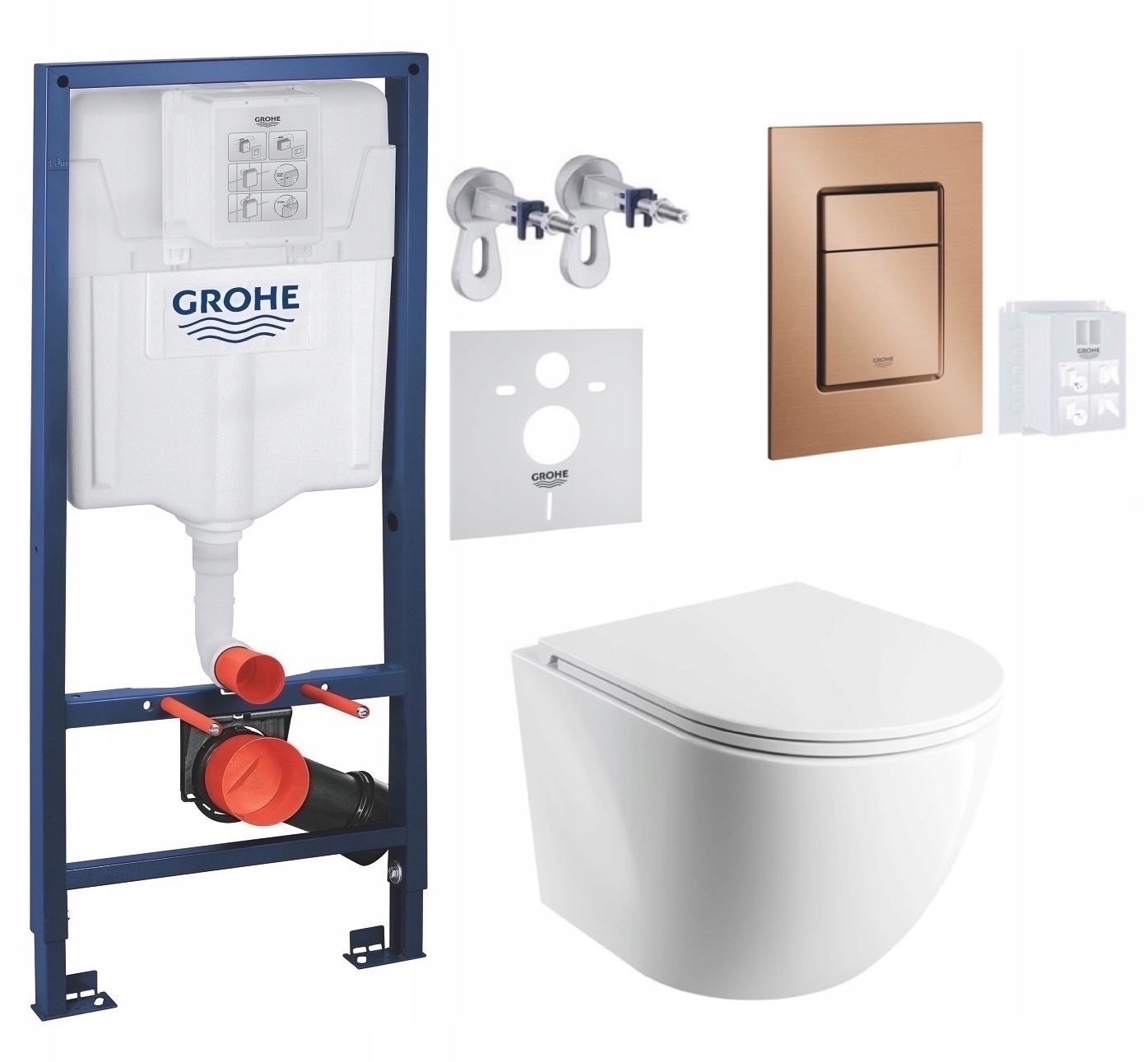 Wc rošt Grohe Rapid Sl s Wc misou Omnires a tlačidlom, brúsená meď