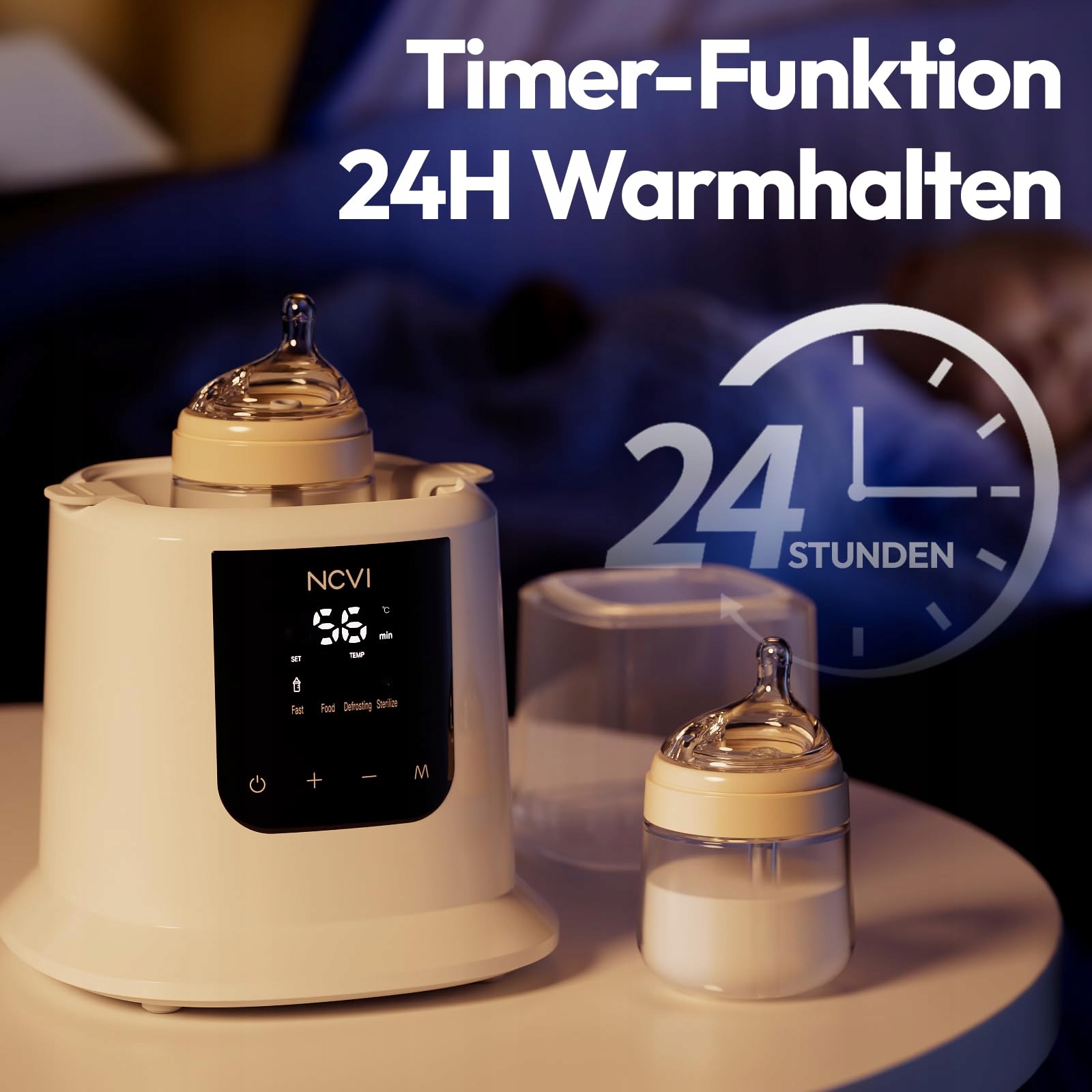 NCVI Podgrzewacz Do Butelek Dla Niemowląt LCD Sterylizacja Para Timer — miniatura 7