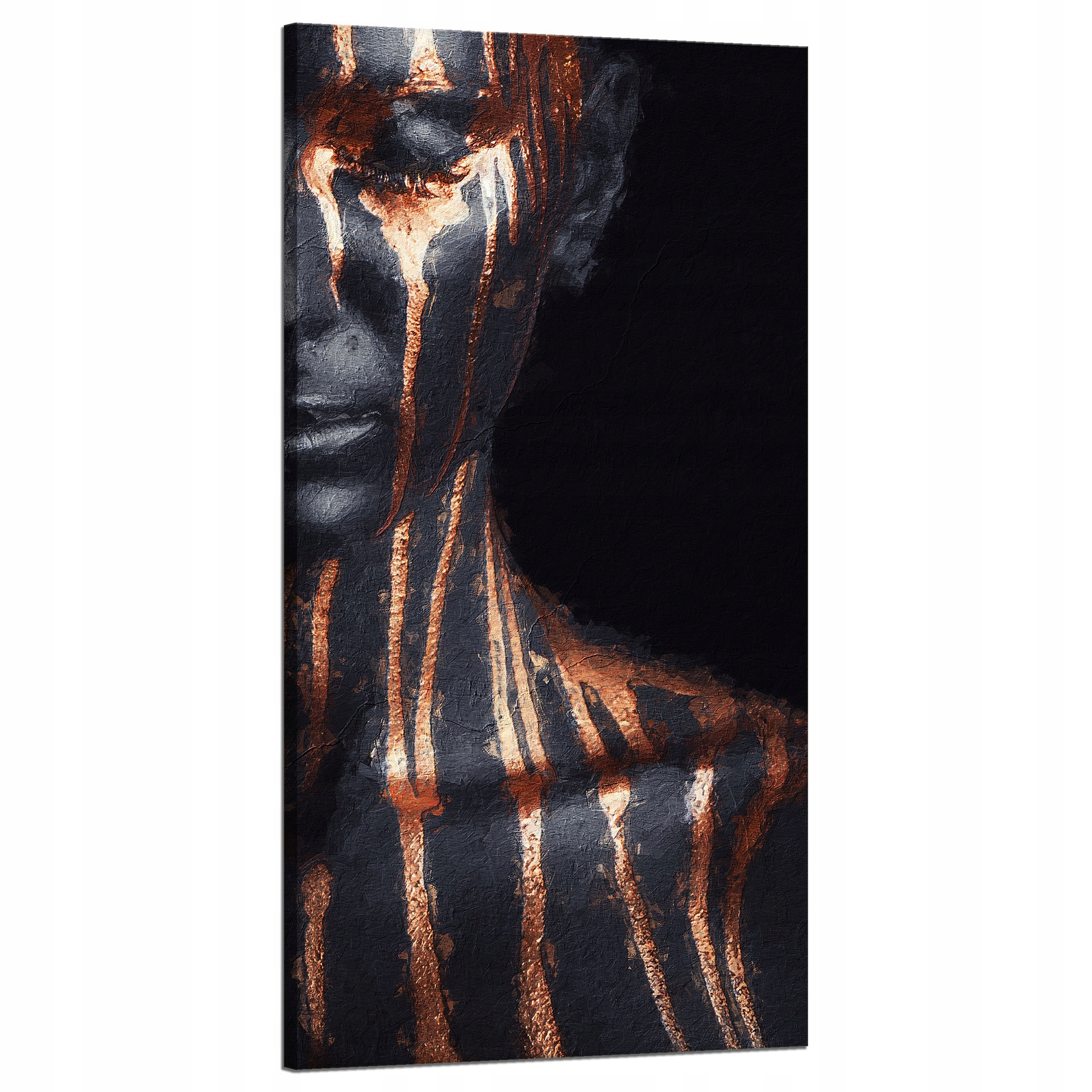 Obraz na plátně Černá žena Hnědé pruhy Umění 60x120 cm