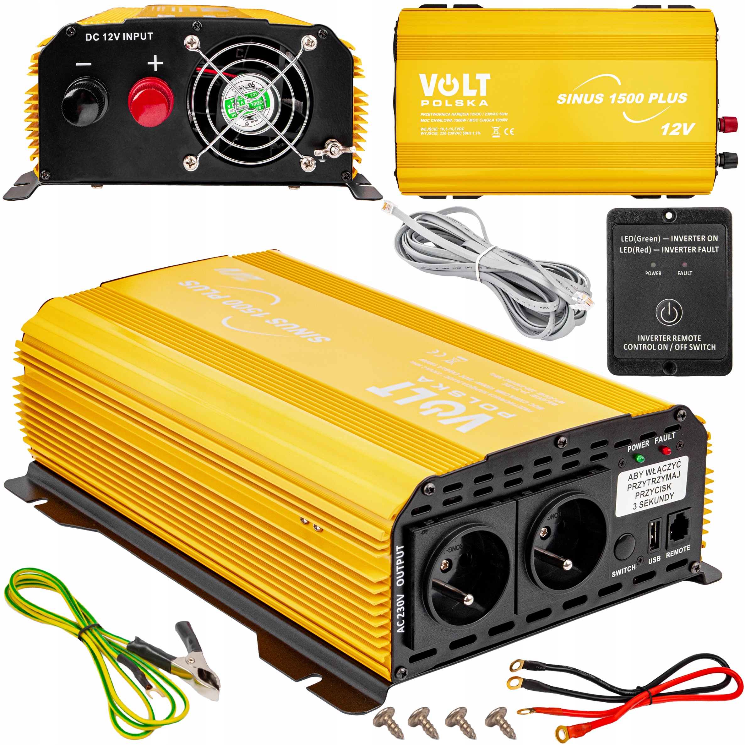 PRZETWORNICA PRADU NAPIECIA 12V 230V 1500 SINUS PL