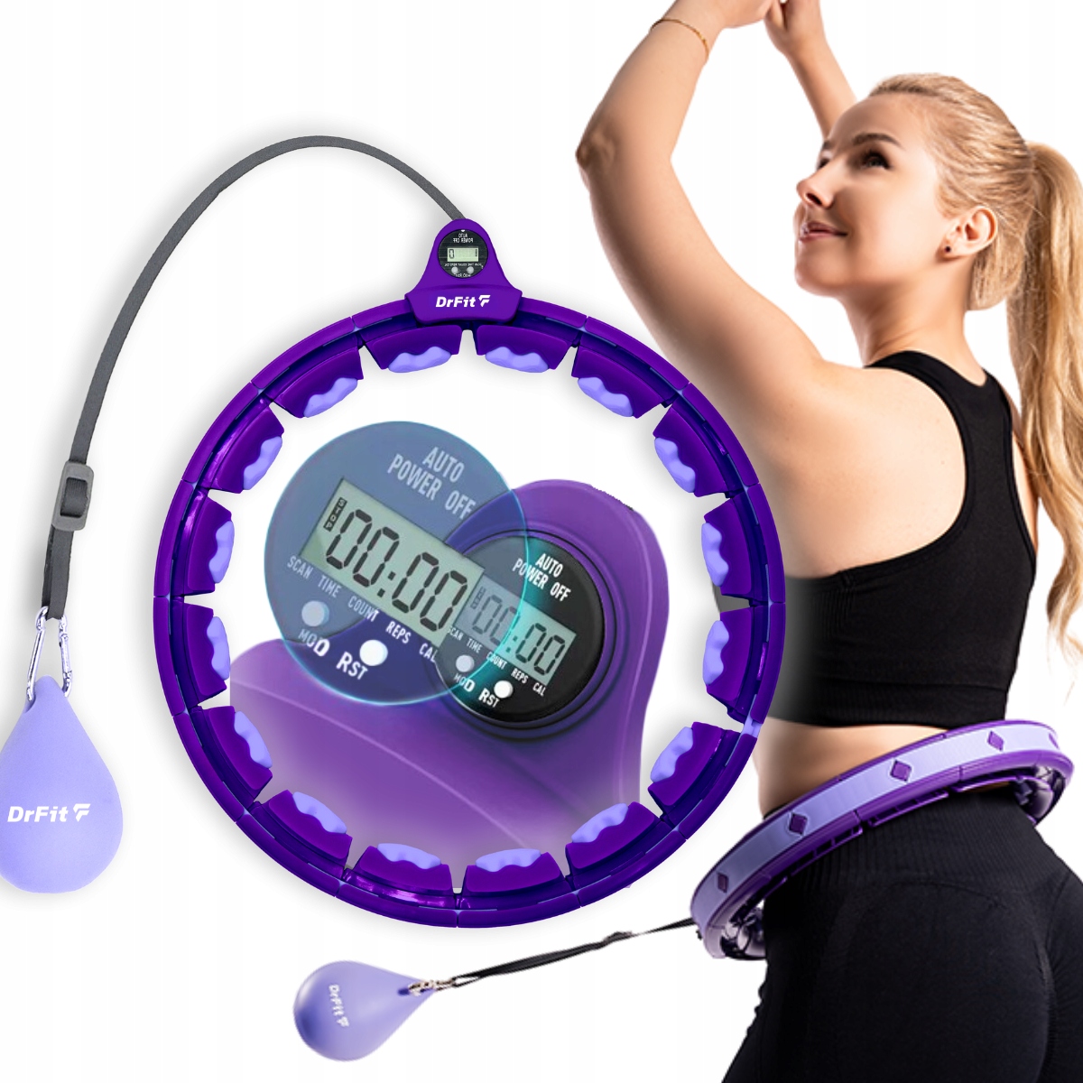 Hula hoop s počítadlem kalorií s výstupky pro hubnutí DrFit