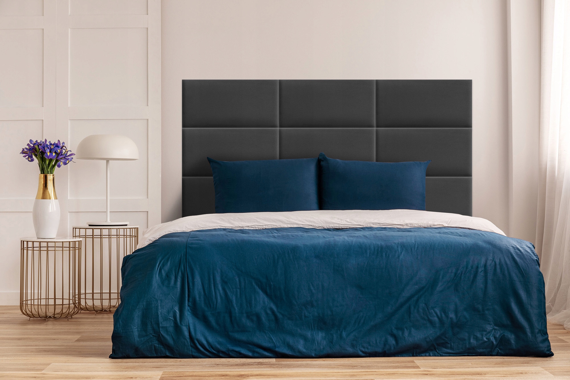 Panel Tapicerowany Ścienny Prostokąt Grafitowy 60x30 cm Kształt wzoru prostokąty