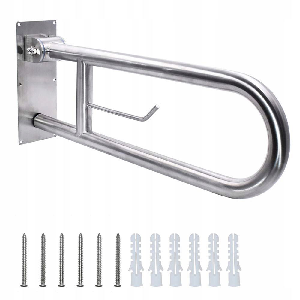 Poręcz łukowa uchylna 60cm, uchwyt dla niepełnosprawnych fi 32mm srebrna