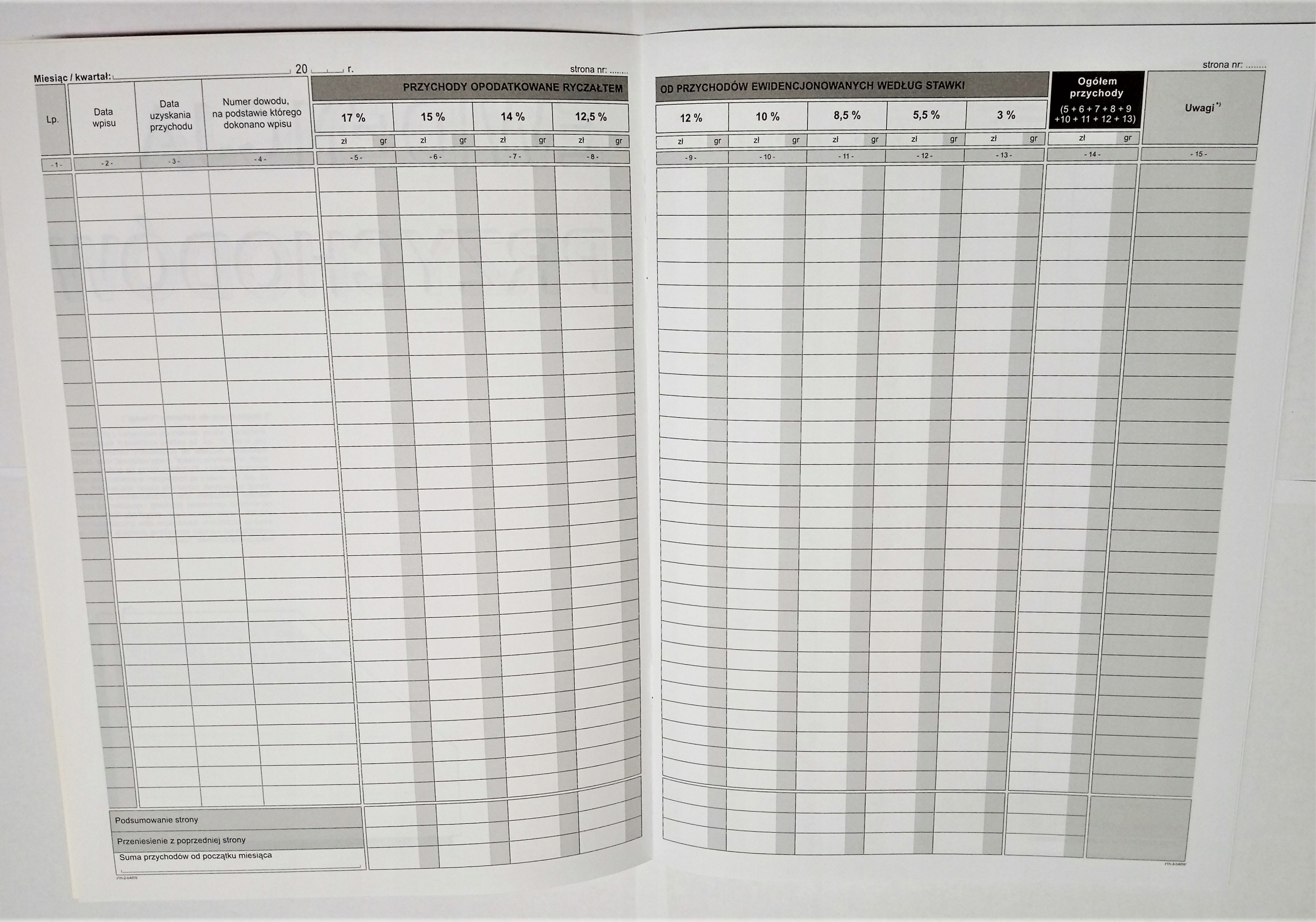 EWIDENCJA PRZYCHODÓW A4 R2-H