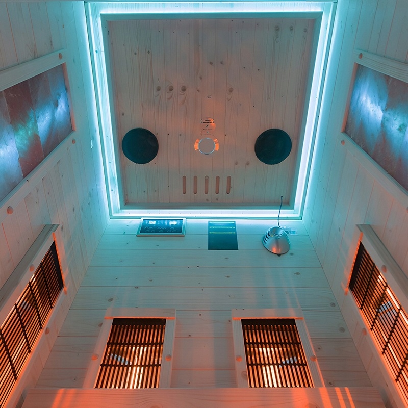 Tromso1 žematemperatūrė infraraudonųjų spindulių sauna, 2 asmenims, 90 x 90 cm, namų sveikatingumui nuotrauka 14