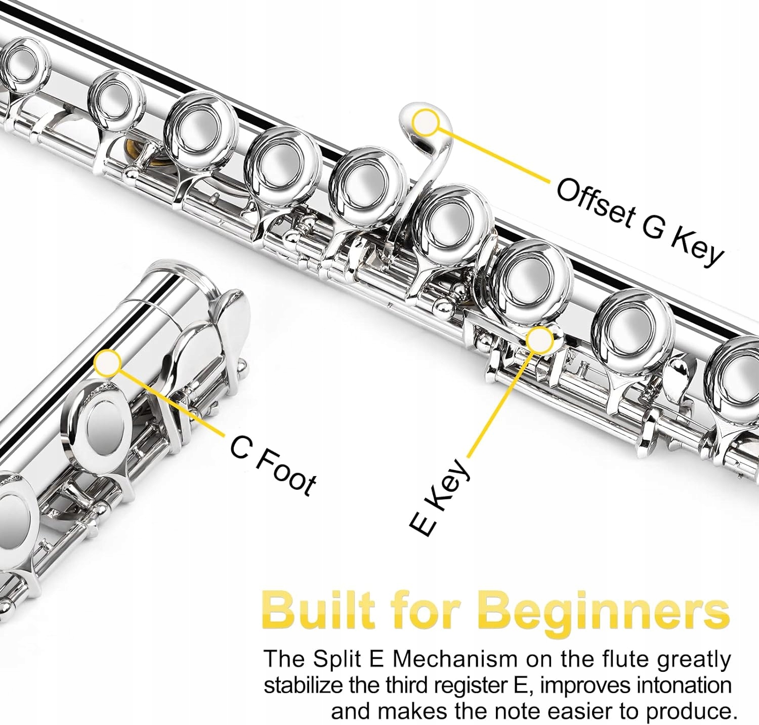Vangoa Flet C niklowany z twardym etui, srebrny brak ustnika Stan opakowania oryginalne