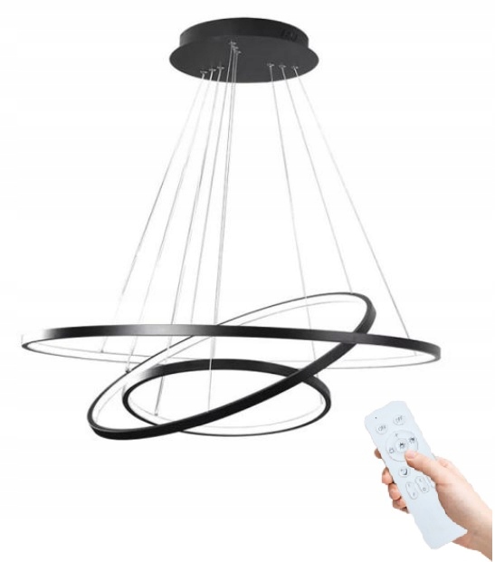 Lampa Wisząca 3 Ringi Sufitowa żyrandol 100W Pilot Tuya Pamięć