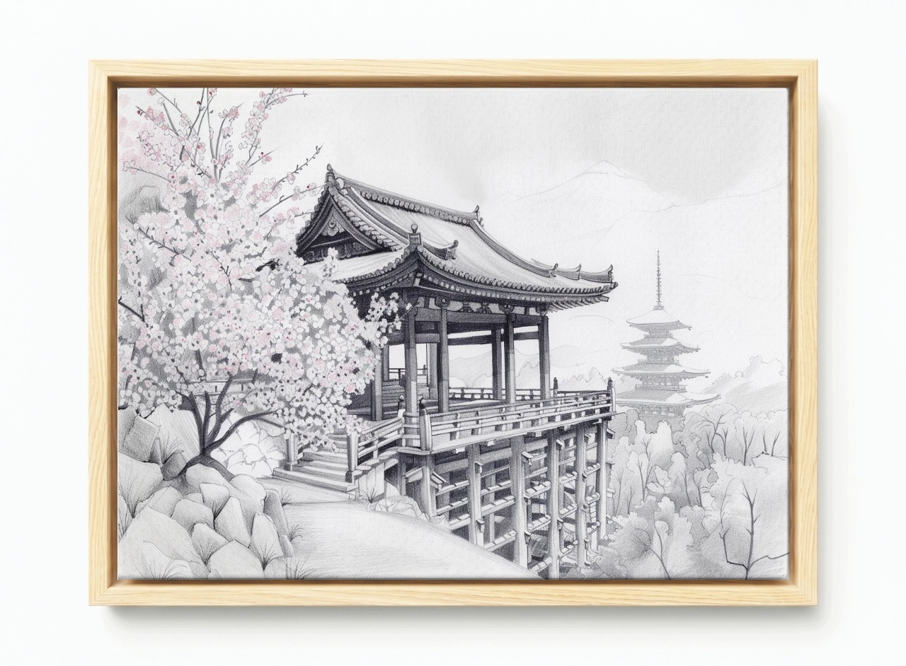 Obraz Rám Americká Krajina Grafika Park Zahrada Japonsko Sakura 60x40