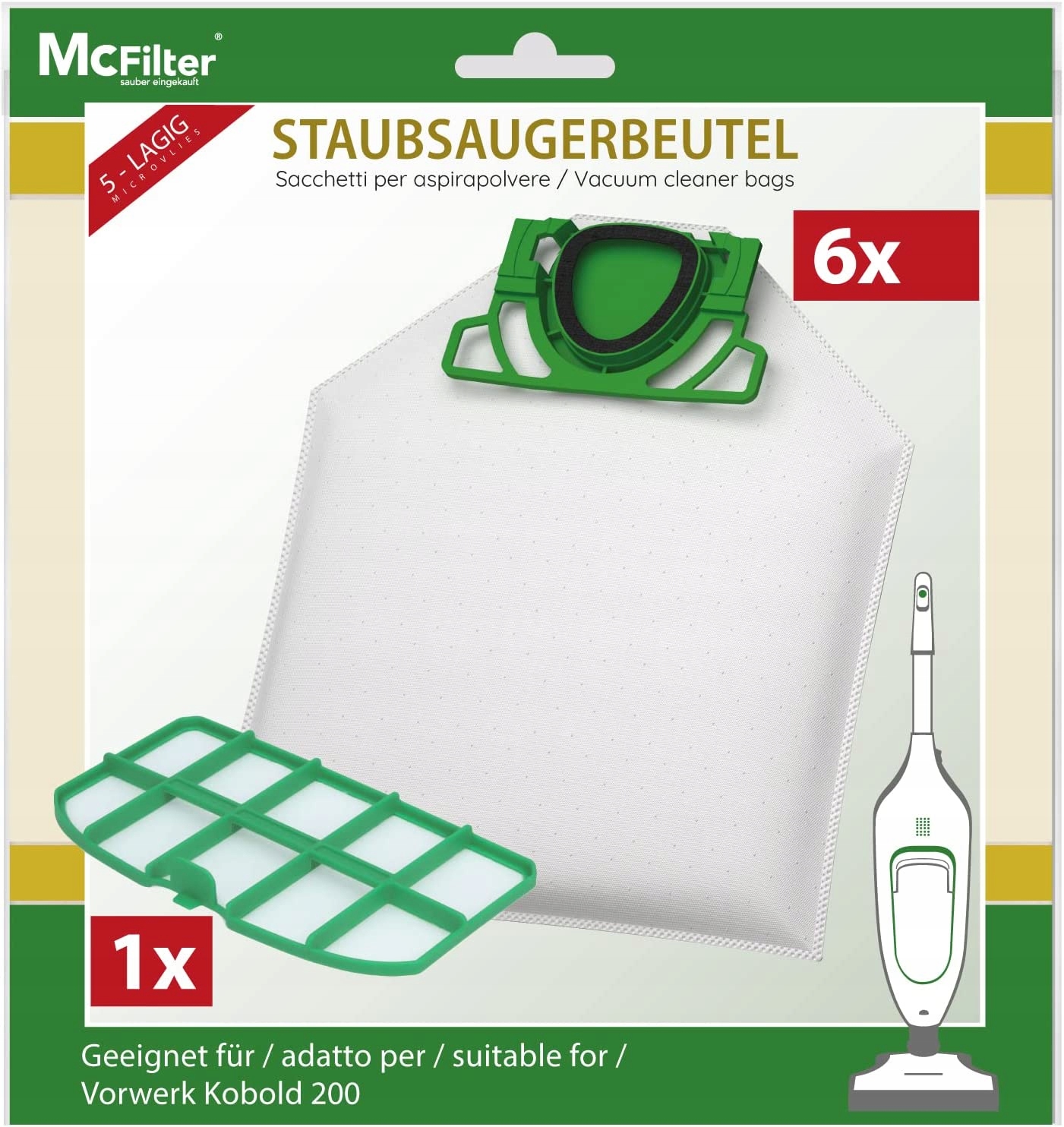 Sáčky Pro Vorwerk Kobold VK200 Filtr Motoru Vysavače Vk 200 FP200 Premium