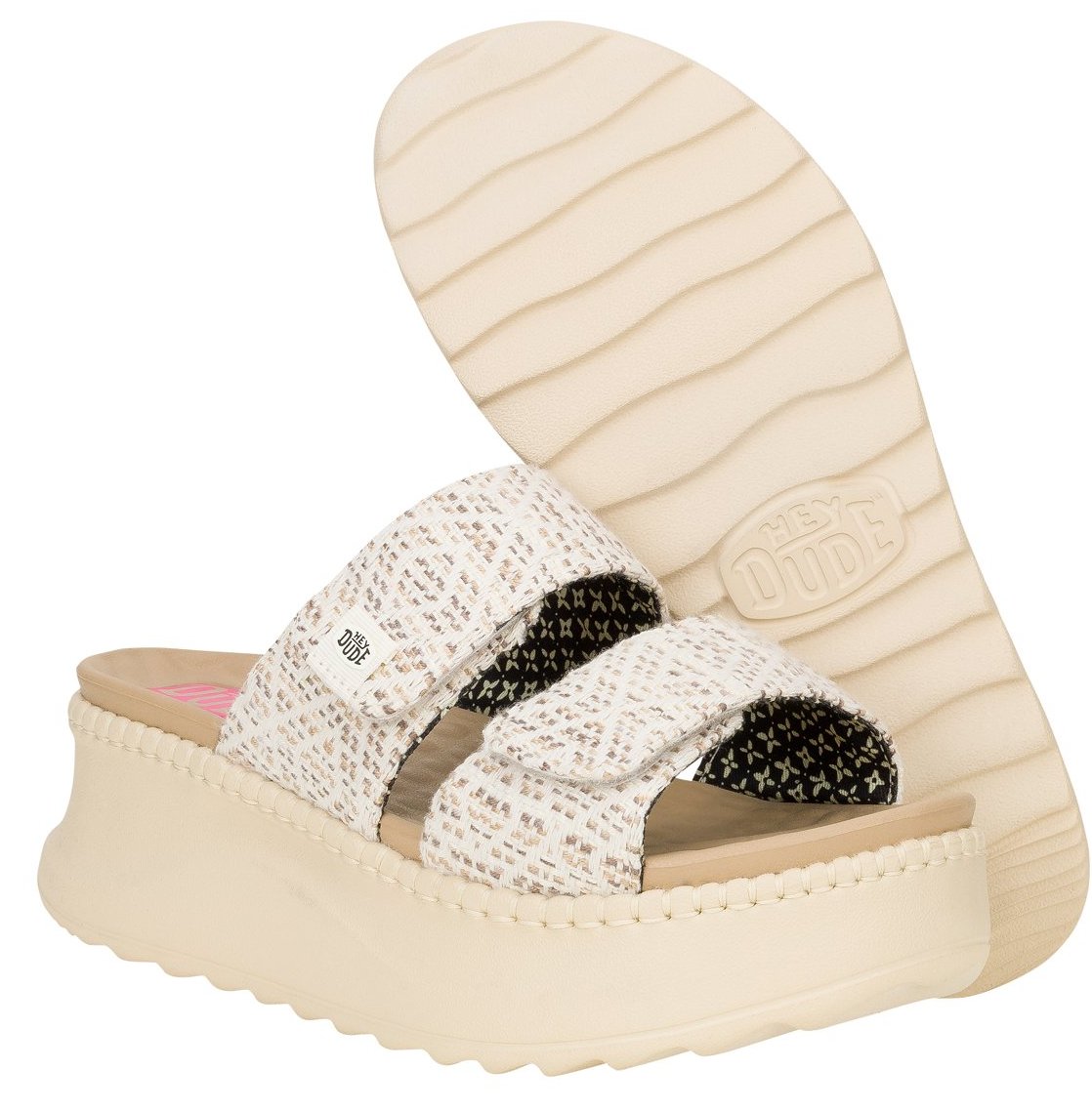 Hey Dude Delray Slide Surf Baja 43210-2UG béžové žabky na klínku W6 37