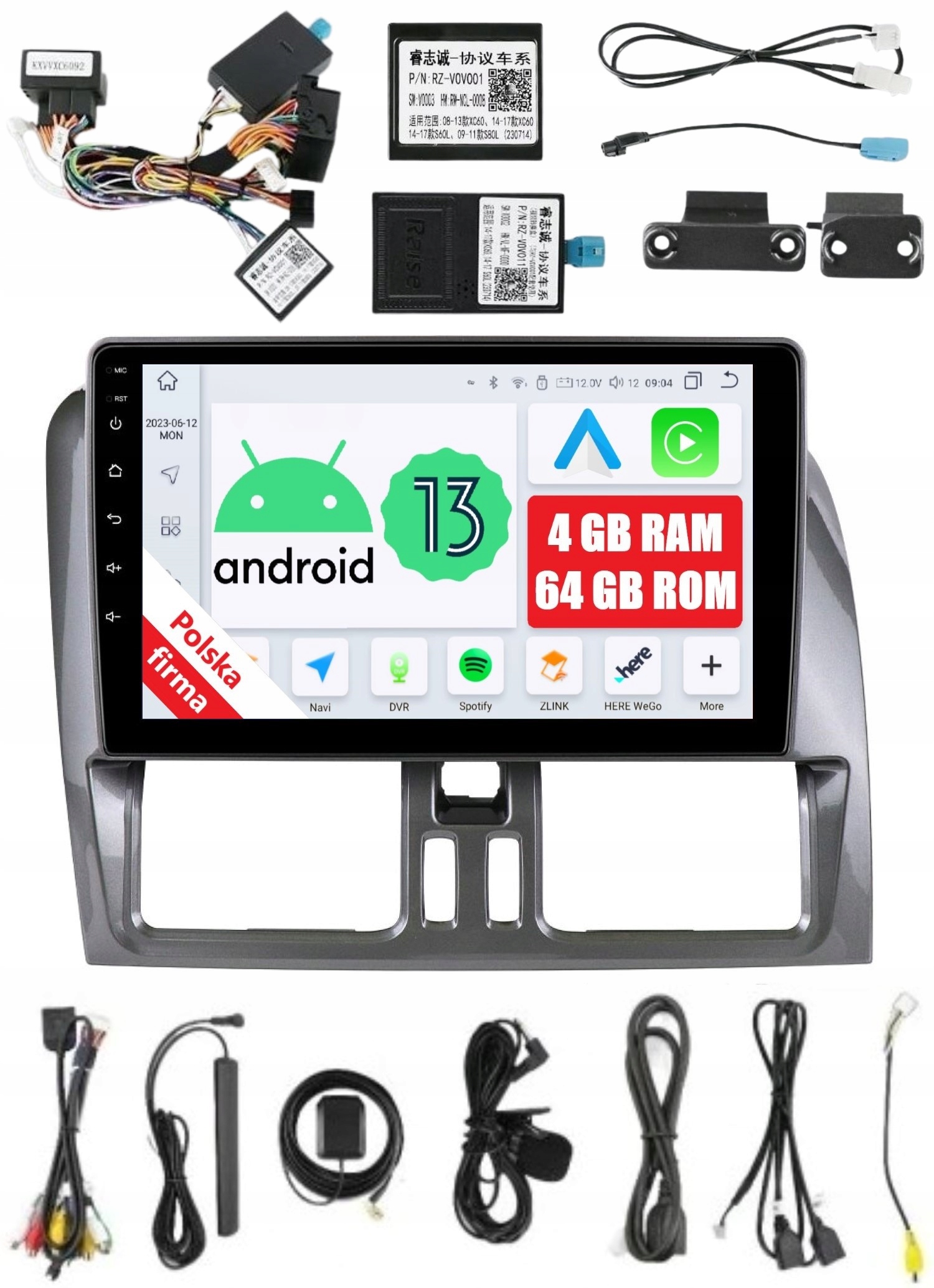 Rádio 2DIN Navigácia Android Volvo XC60 I 4/64GB Dsp Carplay Lte