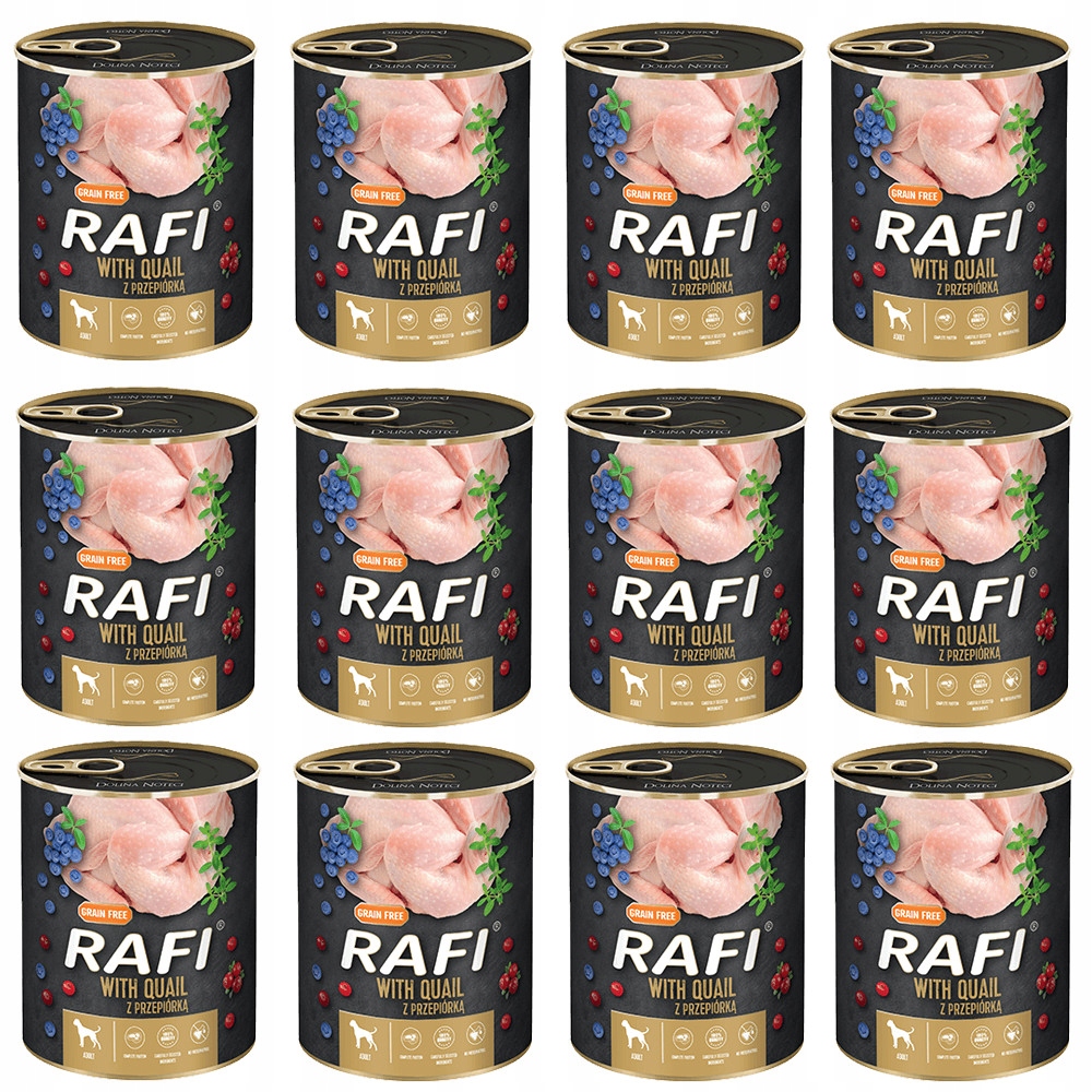 Levně Krmivo Rafi pro psa křepelka s ovocem 12x800 g