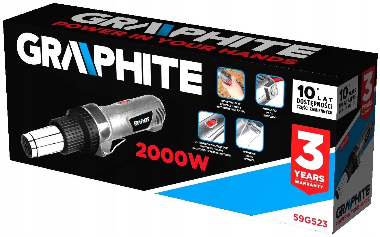 GRAPHITE Opalarka 2000W 2- zakresy temperatury Marka Graphite