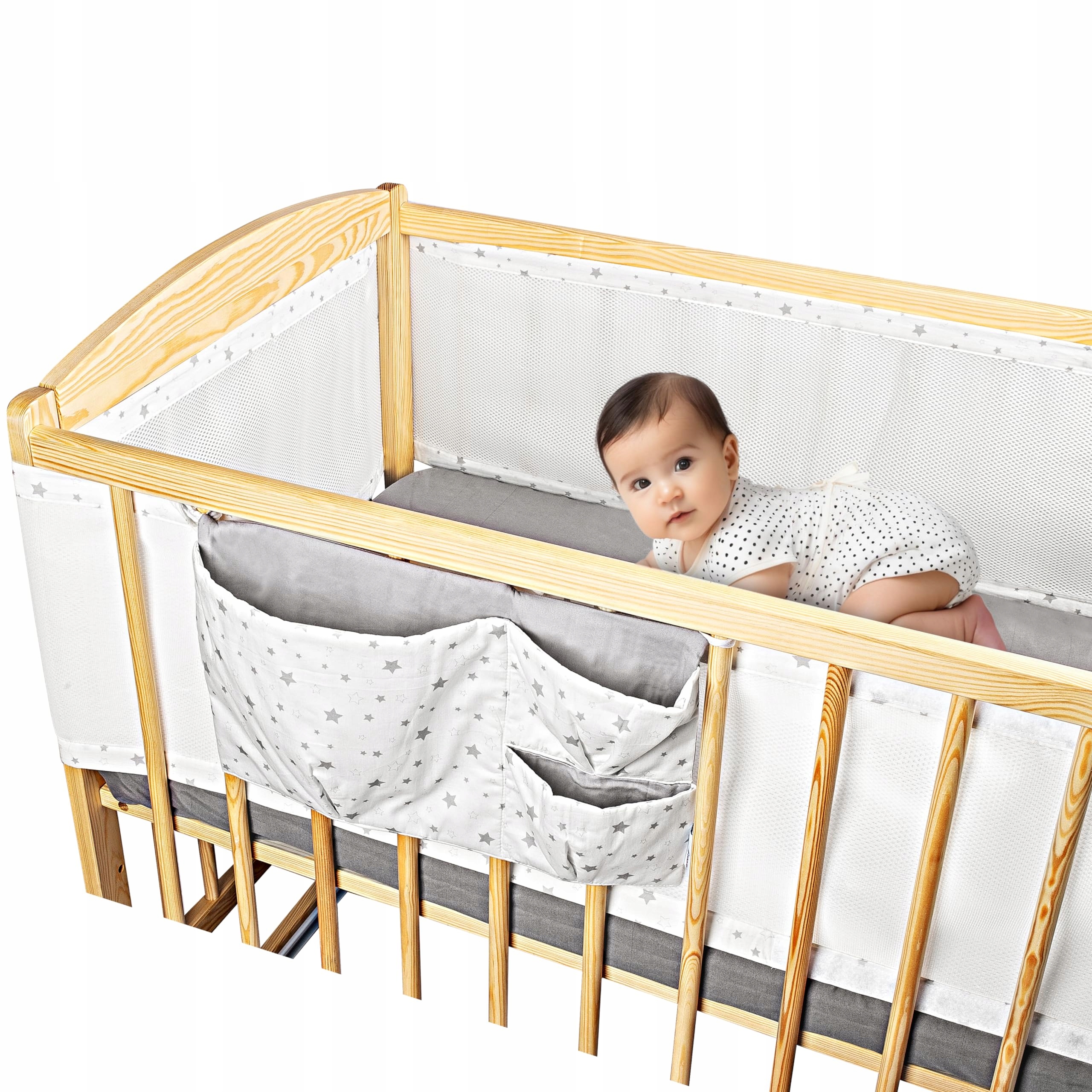 Ochraniacz do łóżeczka dziecięcego 340x30 oraz 160x30cm organizer