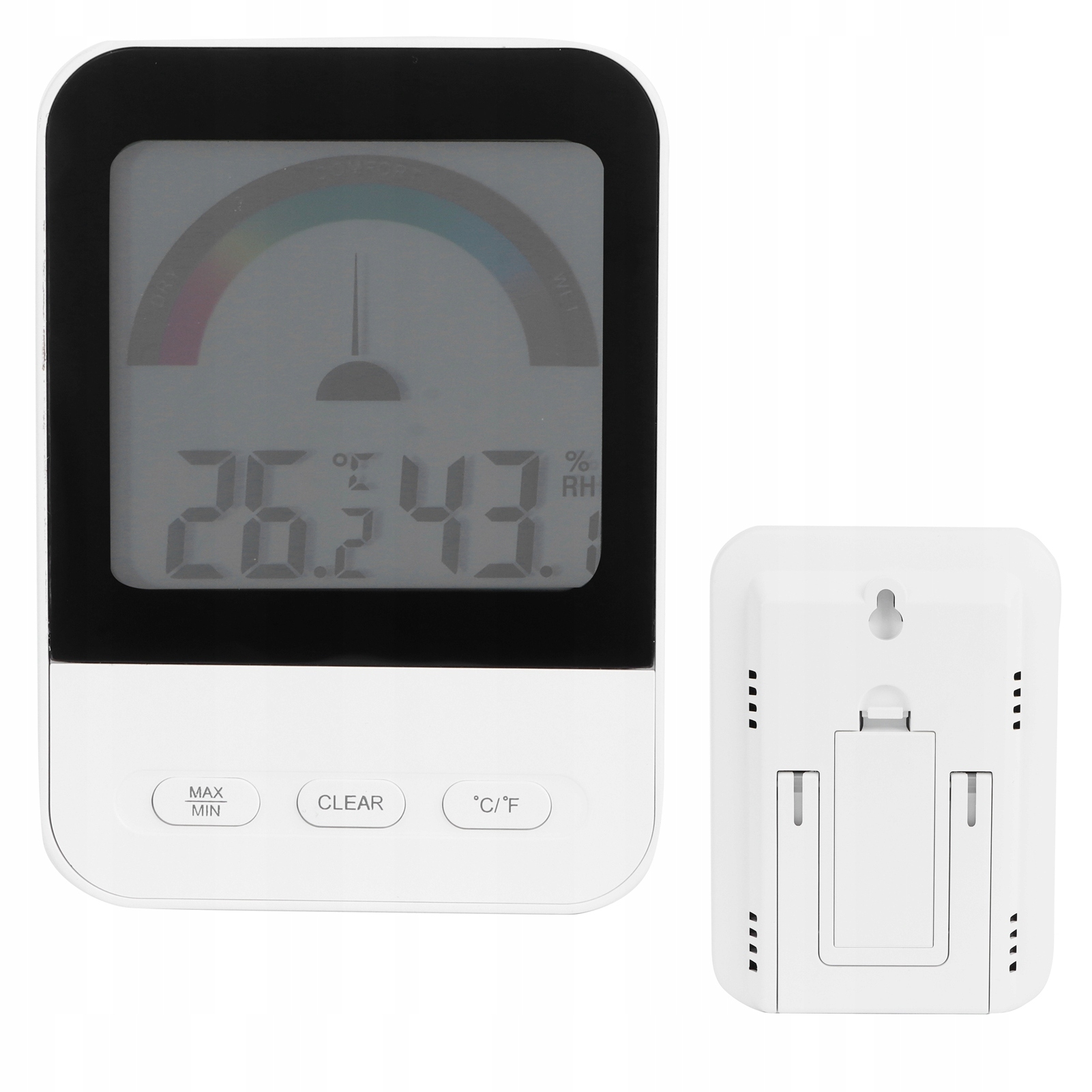 LCD TERMOMETR I HIGROMETR DO SZKLARNIA Kolor biały