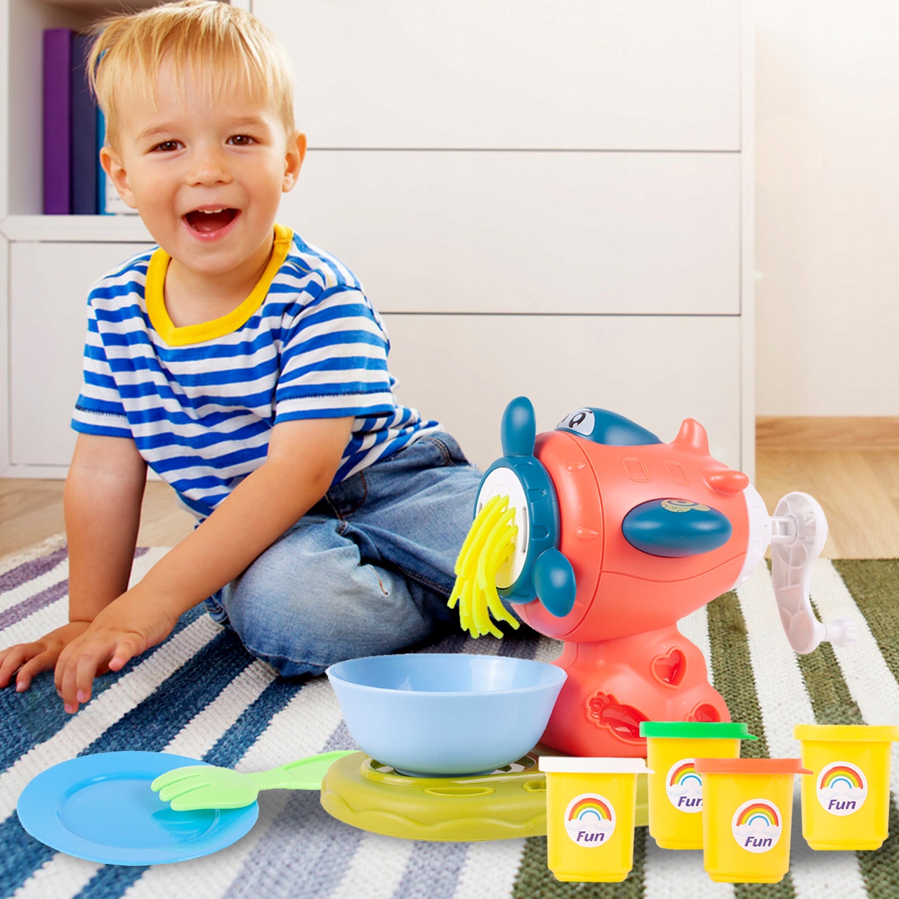 MASA PLASTYCZNA CIASTO WYCISKARKA DO ZABAWY SAMOLOT JETT 4 KUBECZKI Z MASĄ Bohater brak