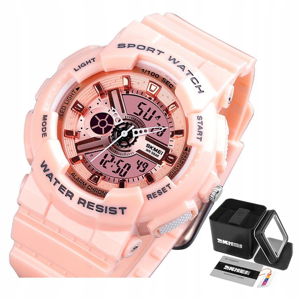 

Zegarek damski Skmei 1689 różowy Led alarm